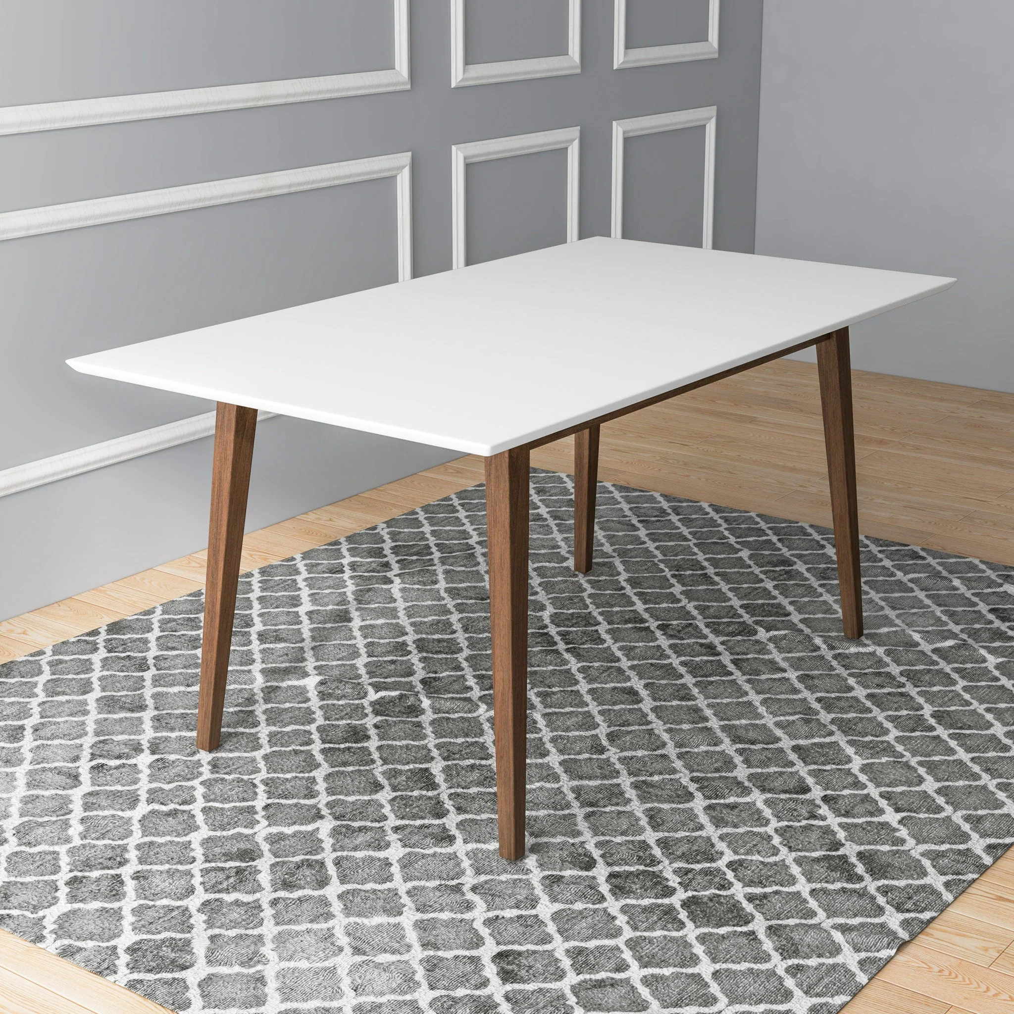 Mary Modern Style Solid Wood Rectangular Dining Kitchen Table 63" - Image 2
