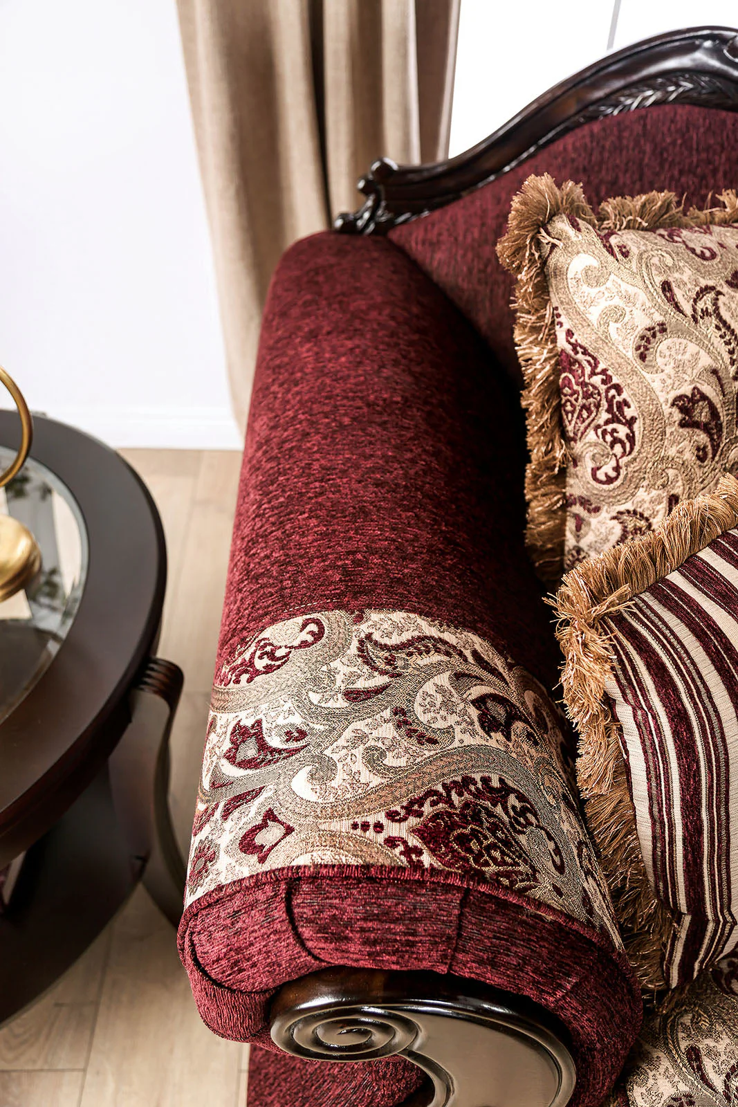 Matteo Burgundy/Brown Sofa & Loveseat - Image 10