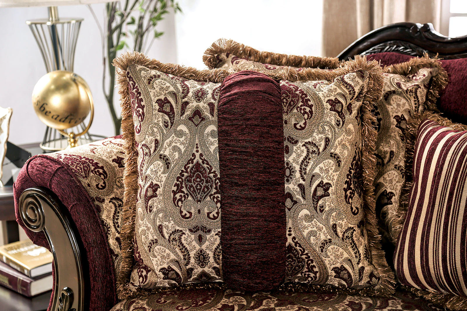 Matteo Burgundy/Brown Sofa & Loveseat - Image 13