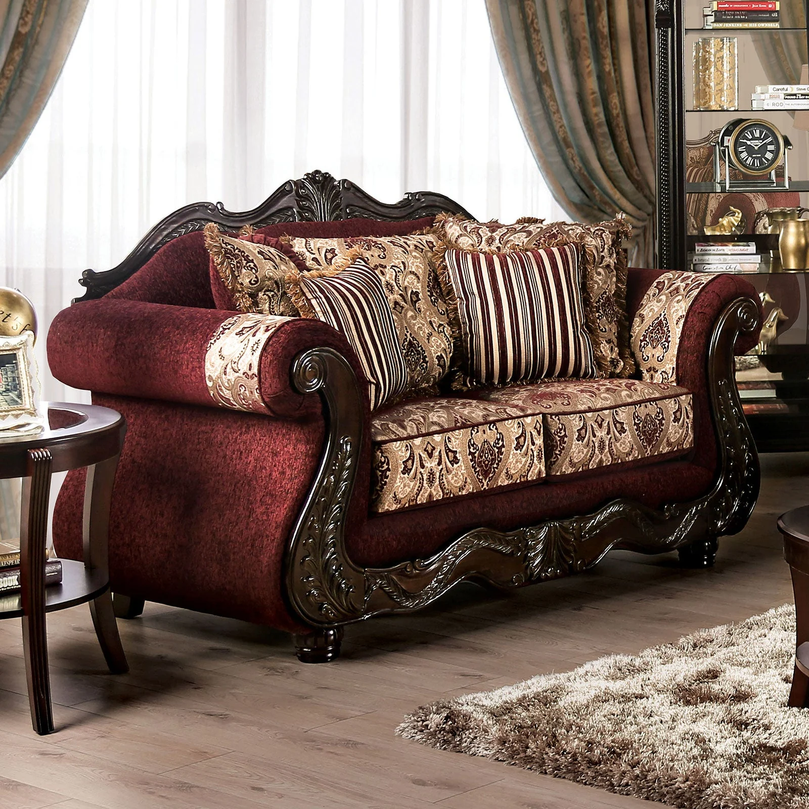 Matteo Burgundy/Brown Sofa & Loveseat - Image 2