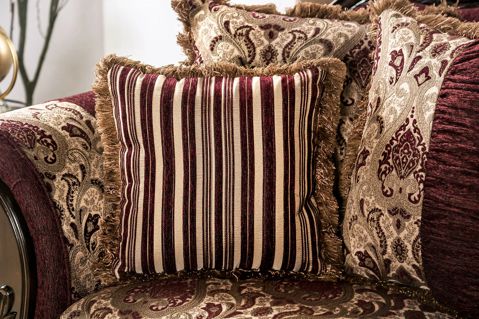 Matteo Burgundy/Brown Sofa & Loveseat - Image 6