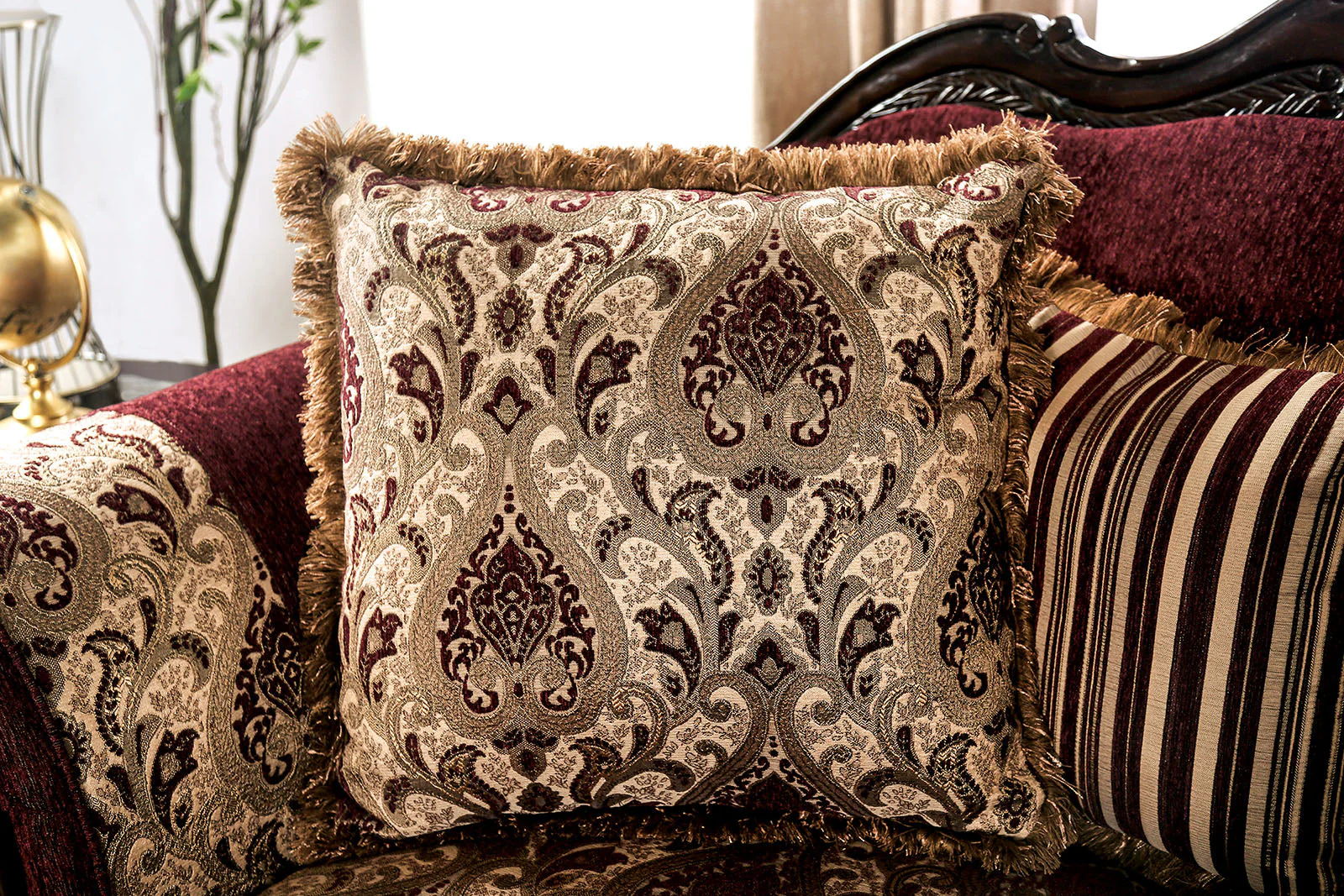 Matteo Burgundy/Brown Sofa & Loveseat - Image 7