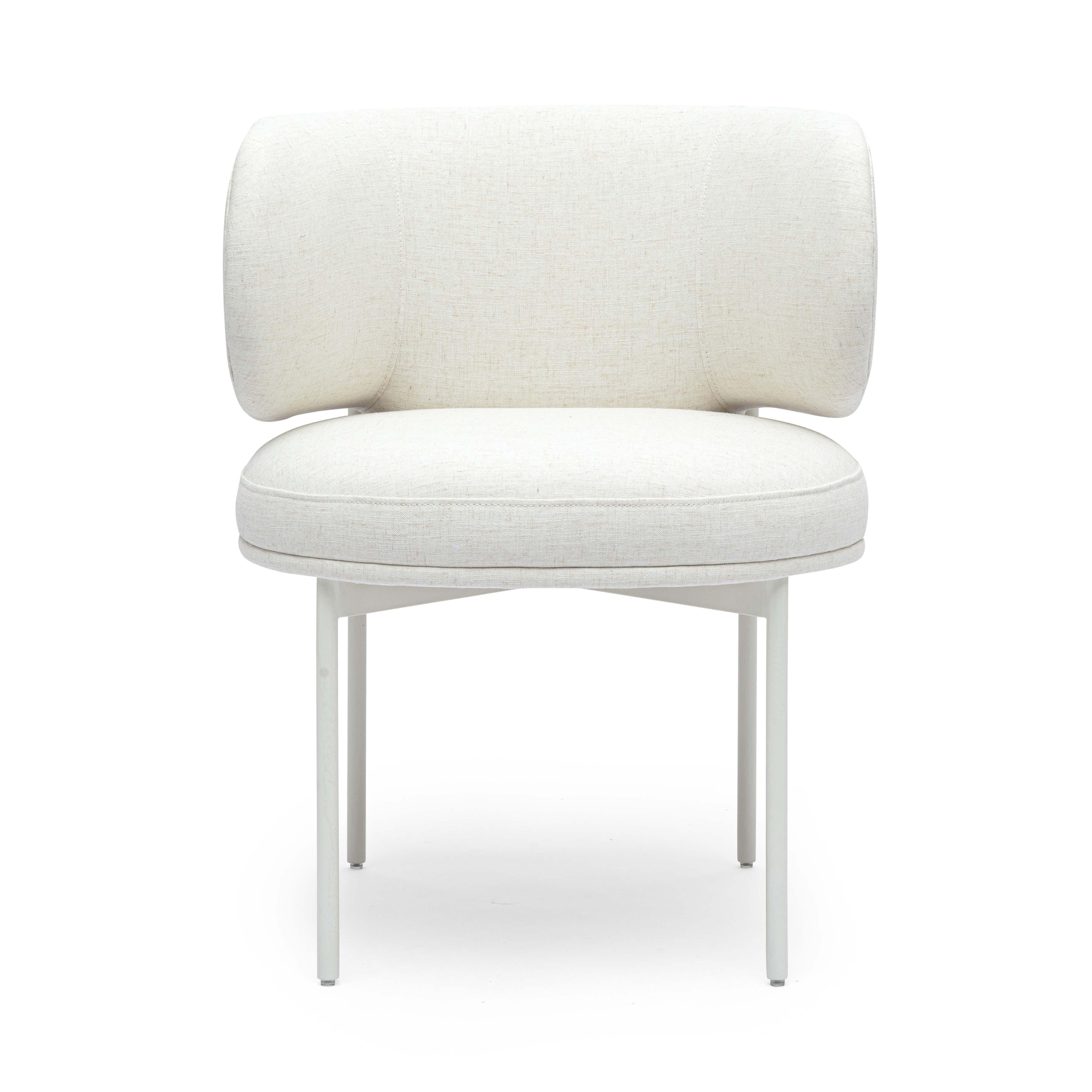 Maureen Cream Performance Upcycled Linen Dining Chair - Image 3