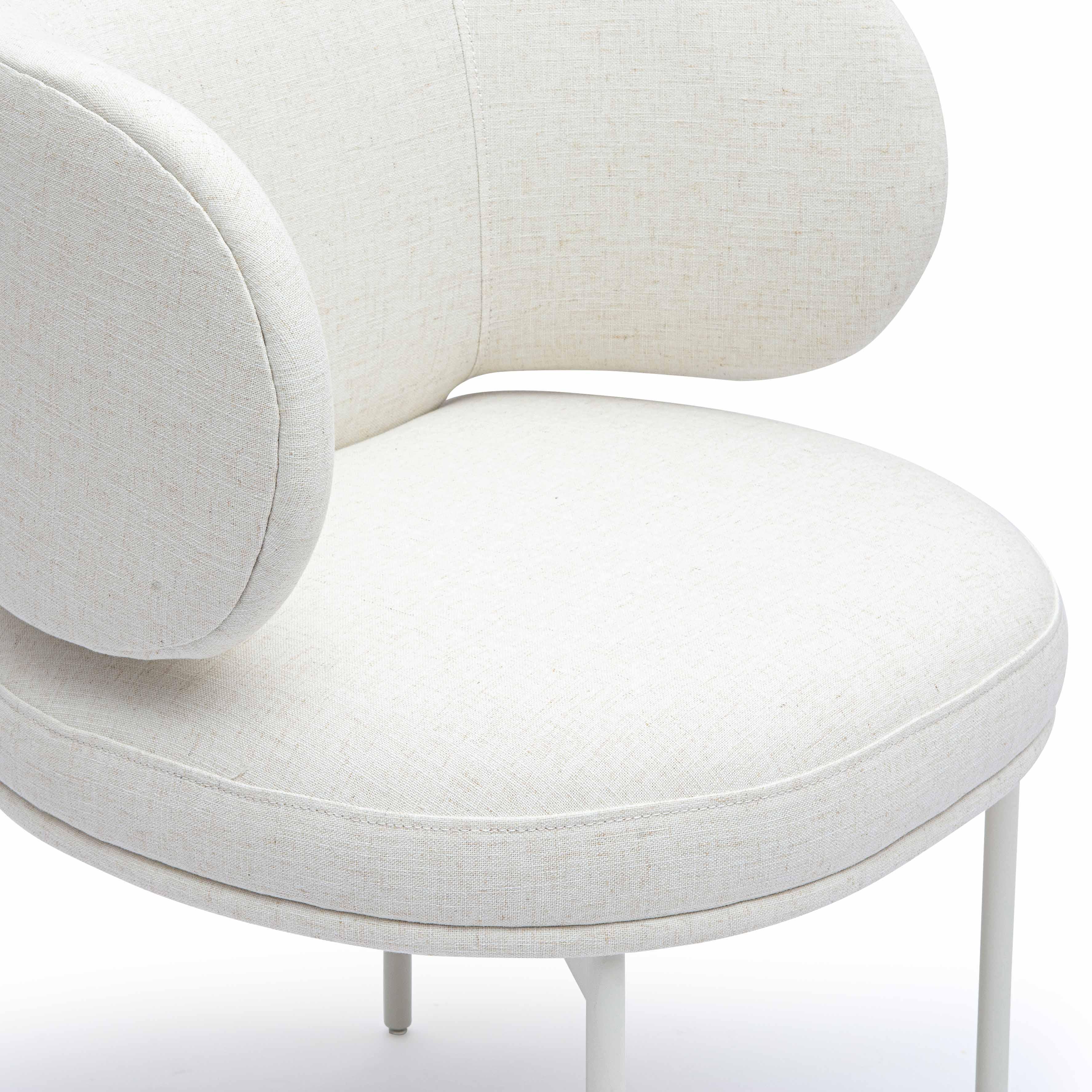 Maureen Cream Performance Upcycled Linen Dining Chair - Image 5