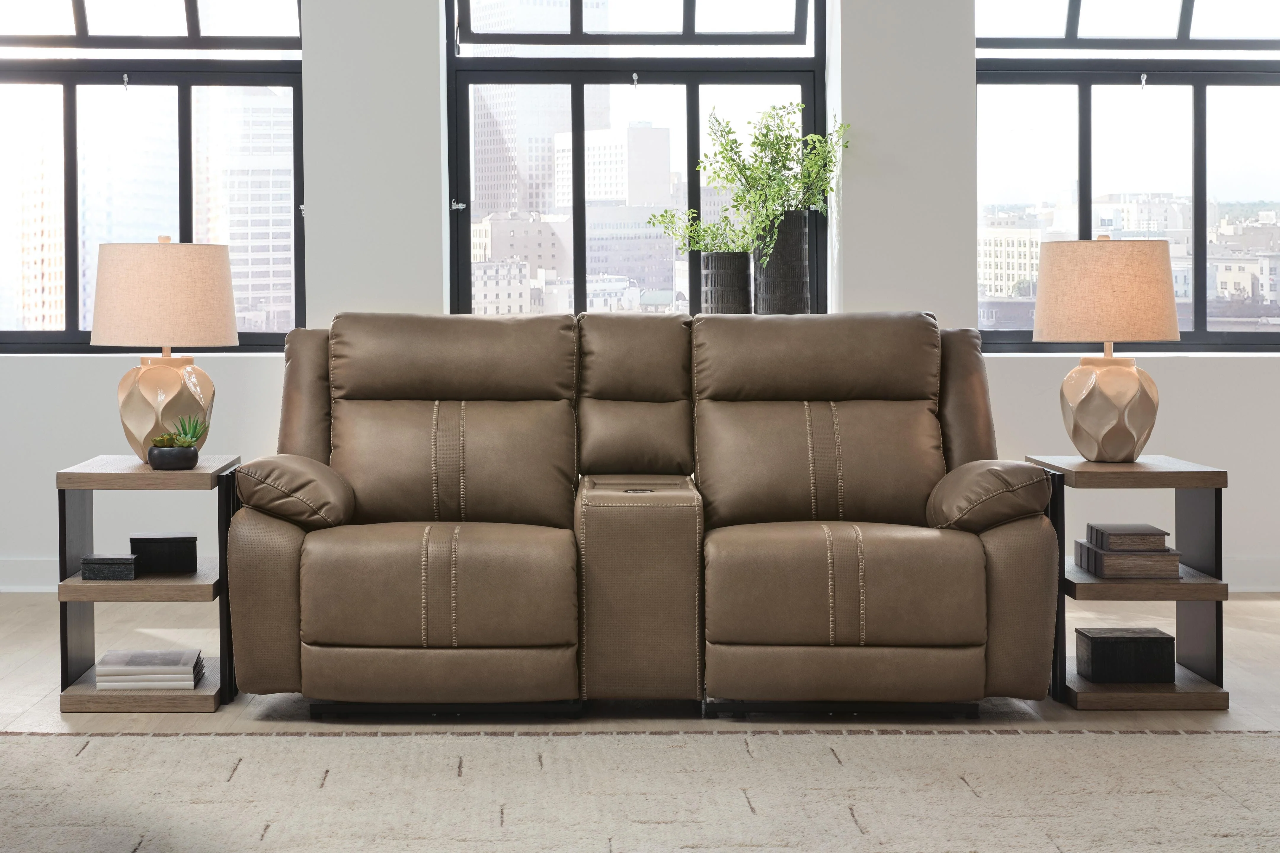 Max-Momentum Biscotti 3-Piece Power Reclining Sectional Loveseat with Audio Console