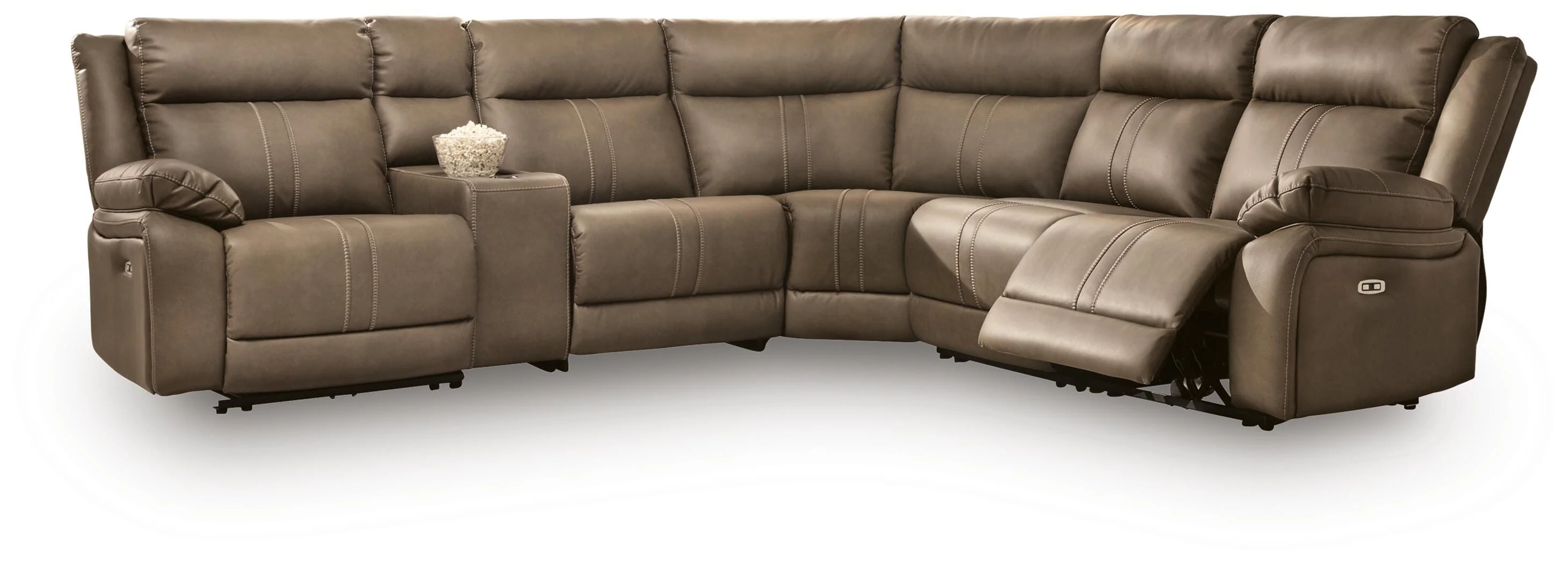 Max-Momentum Biscotti 6-Piece Power Reclining Sectional with Audio Console