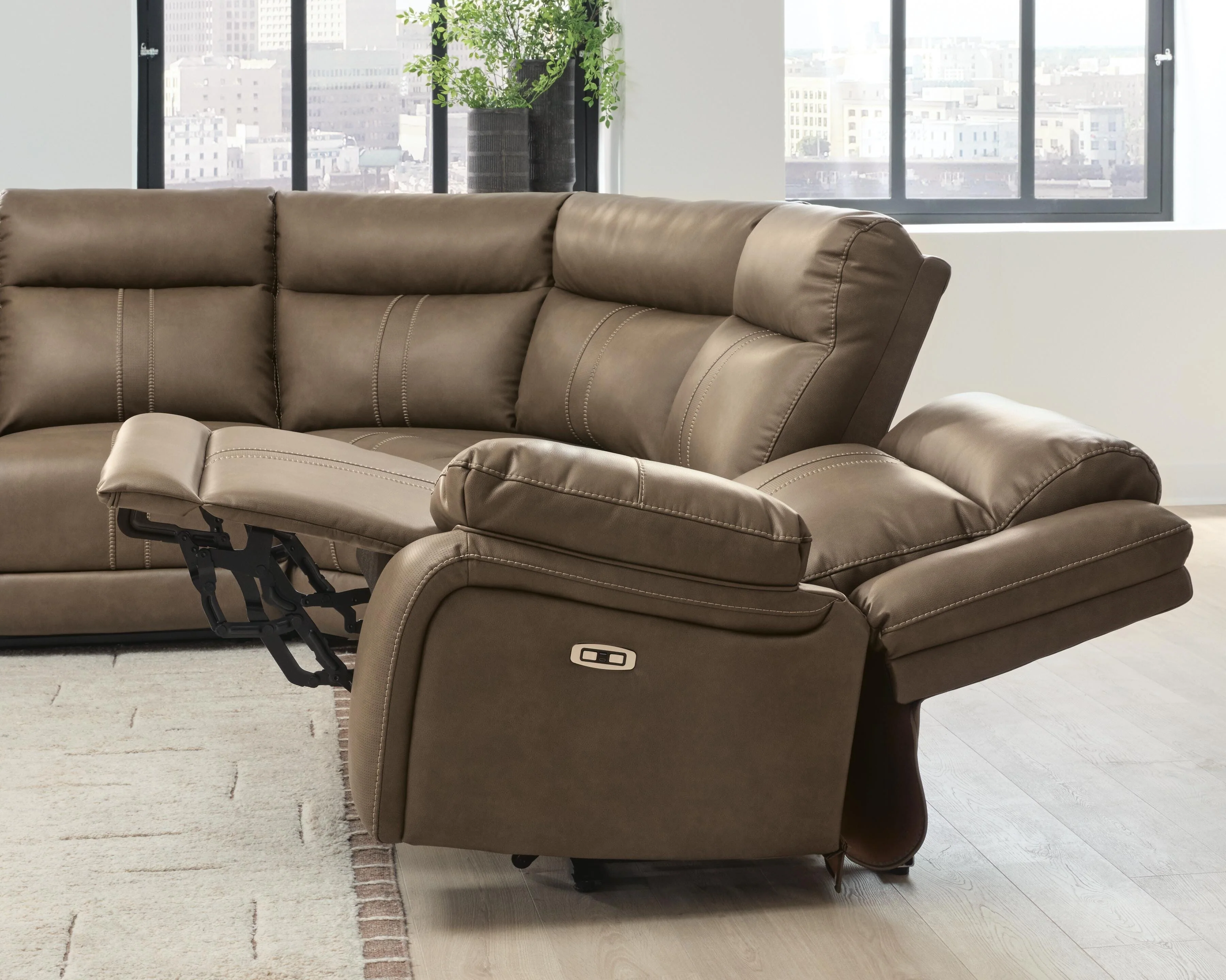 Max-Momentum Biscotti 6-Piece Power Reclining Sectional with Audio Console - Image 7