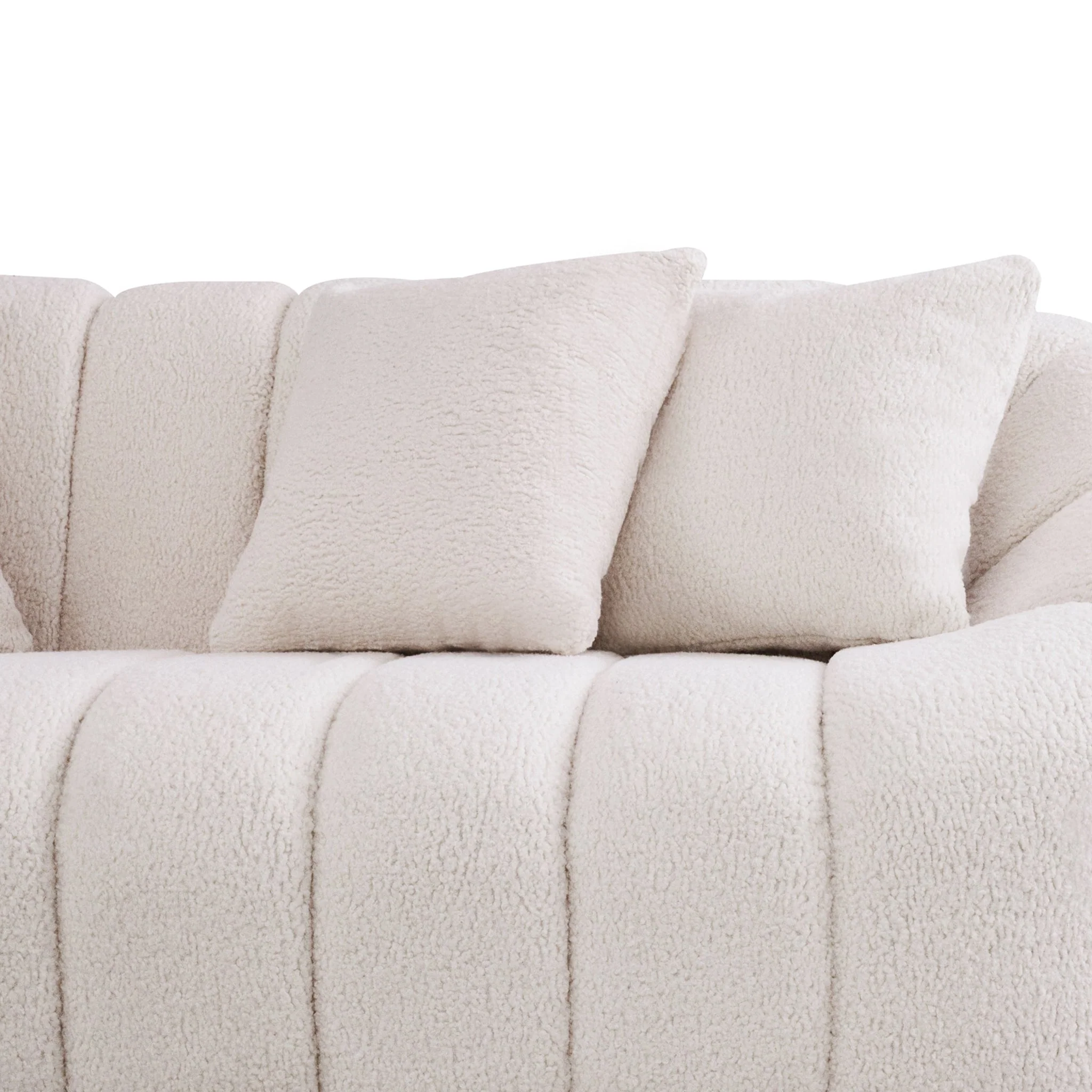 Maximilian Japandi Style White Boucle Sofa - Image 3
