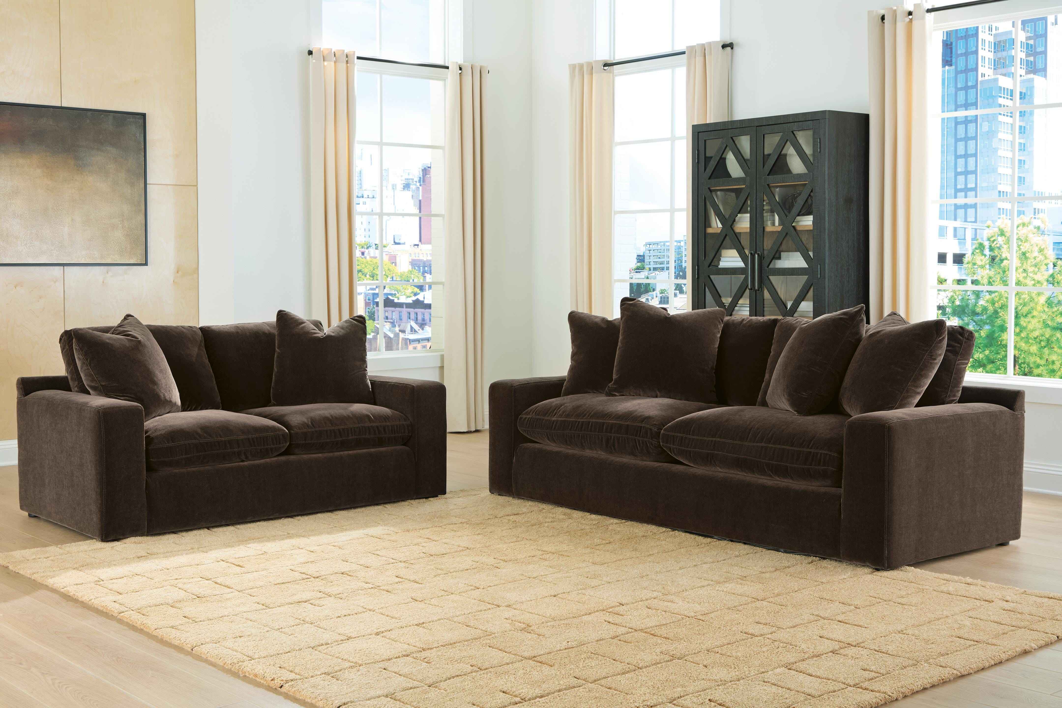Maxton Heights Bittersweet Sofa and Loveseat