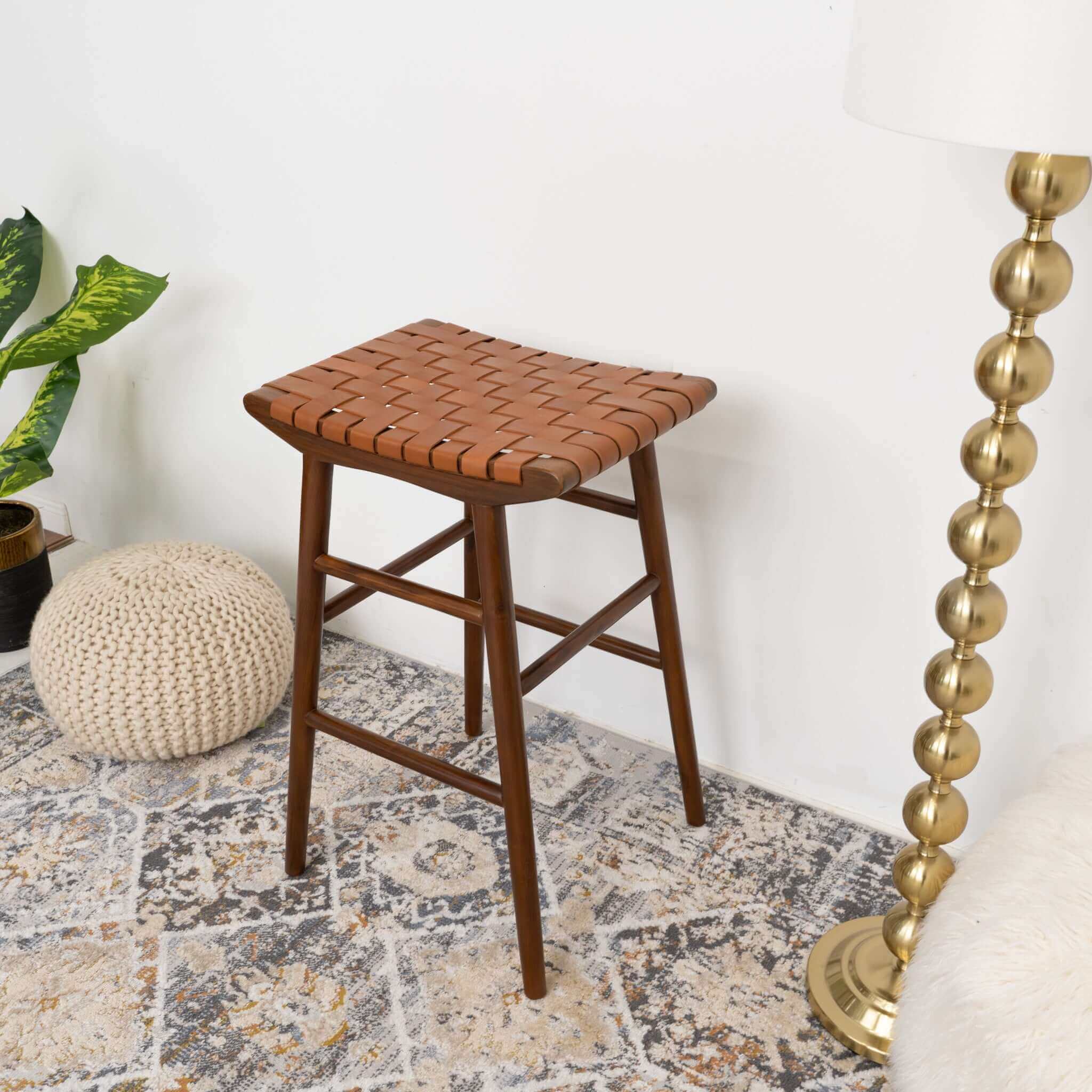 Maya 30" Genuine Leather Stool In Tan - Image 3
