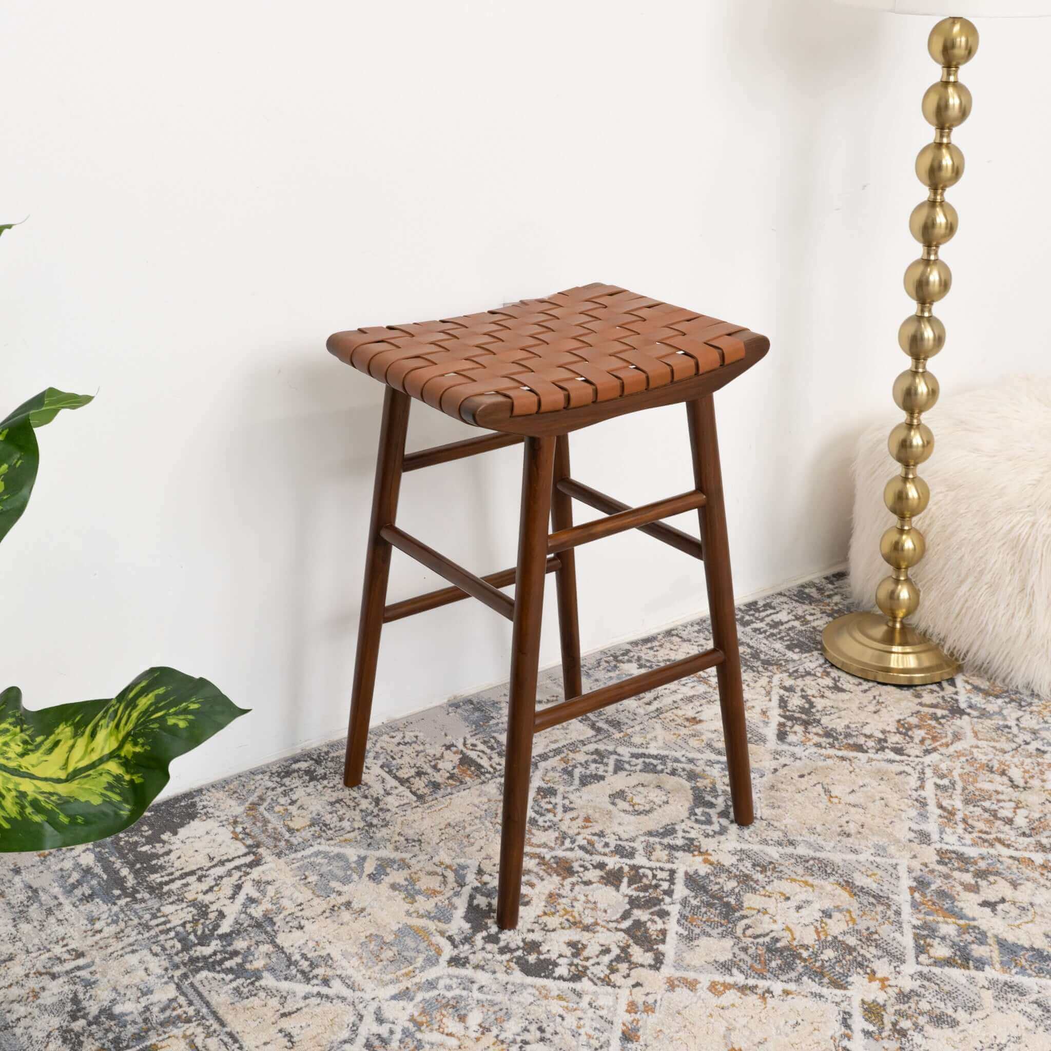 Maya 30" Genuine Leather Stool In Tan - Image 4