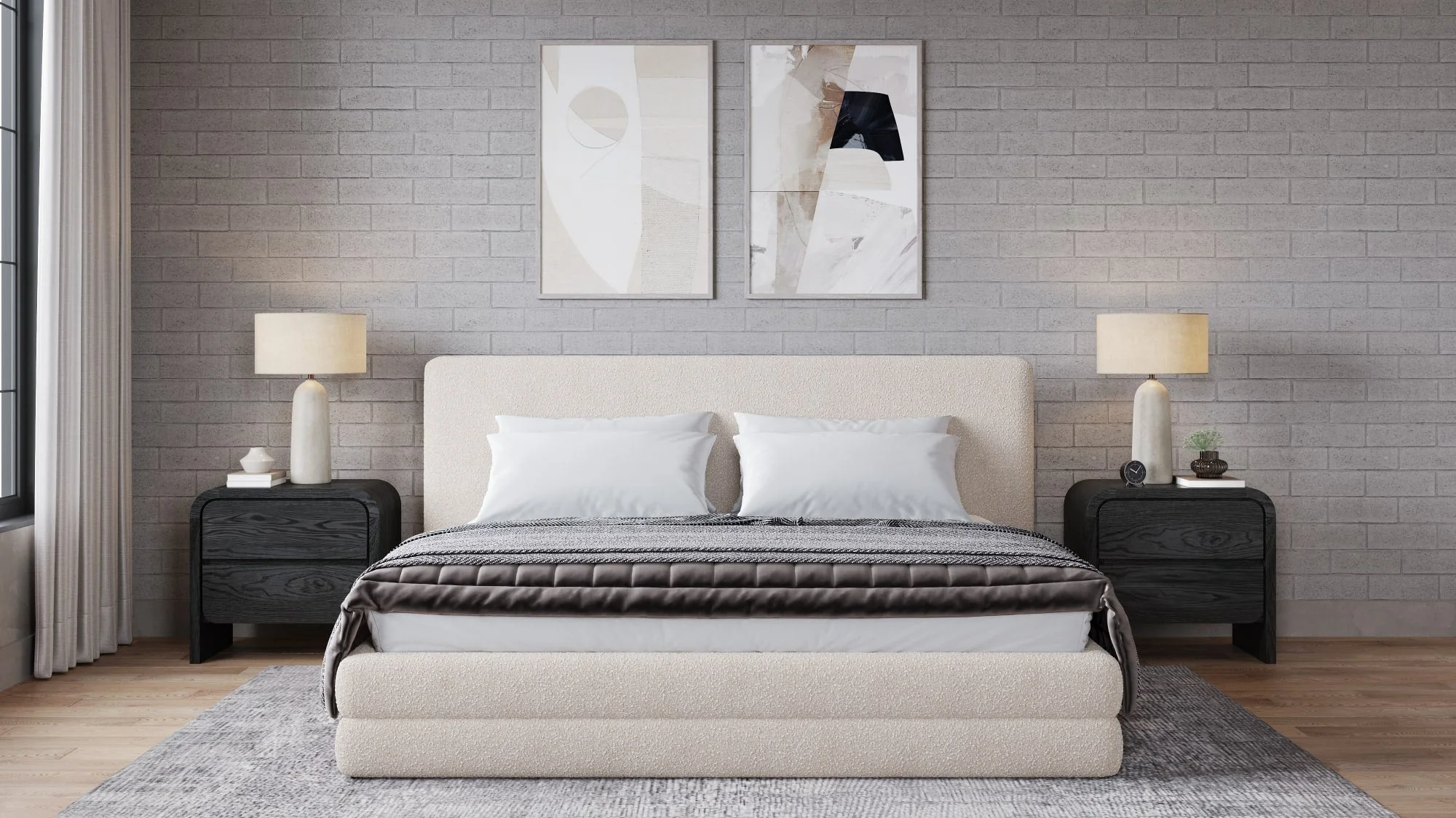 Maya Brun King Upholstered Platform Bed - Image 3