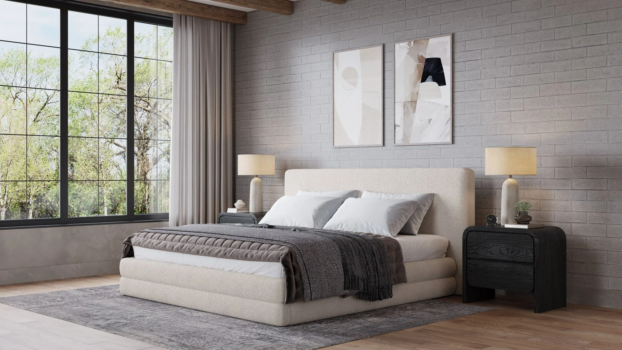 Maya Brun King Upholstered Platform Bed - Image 4
