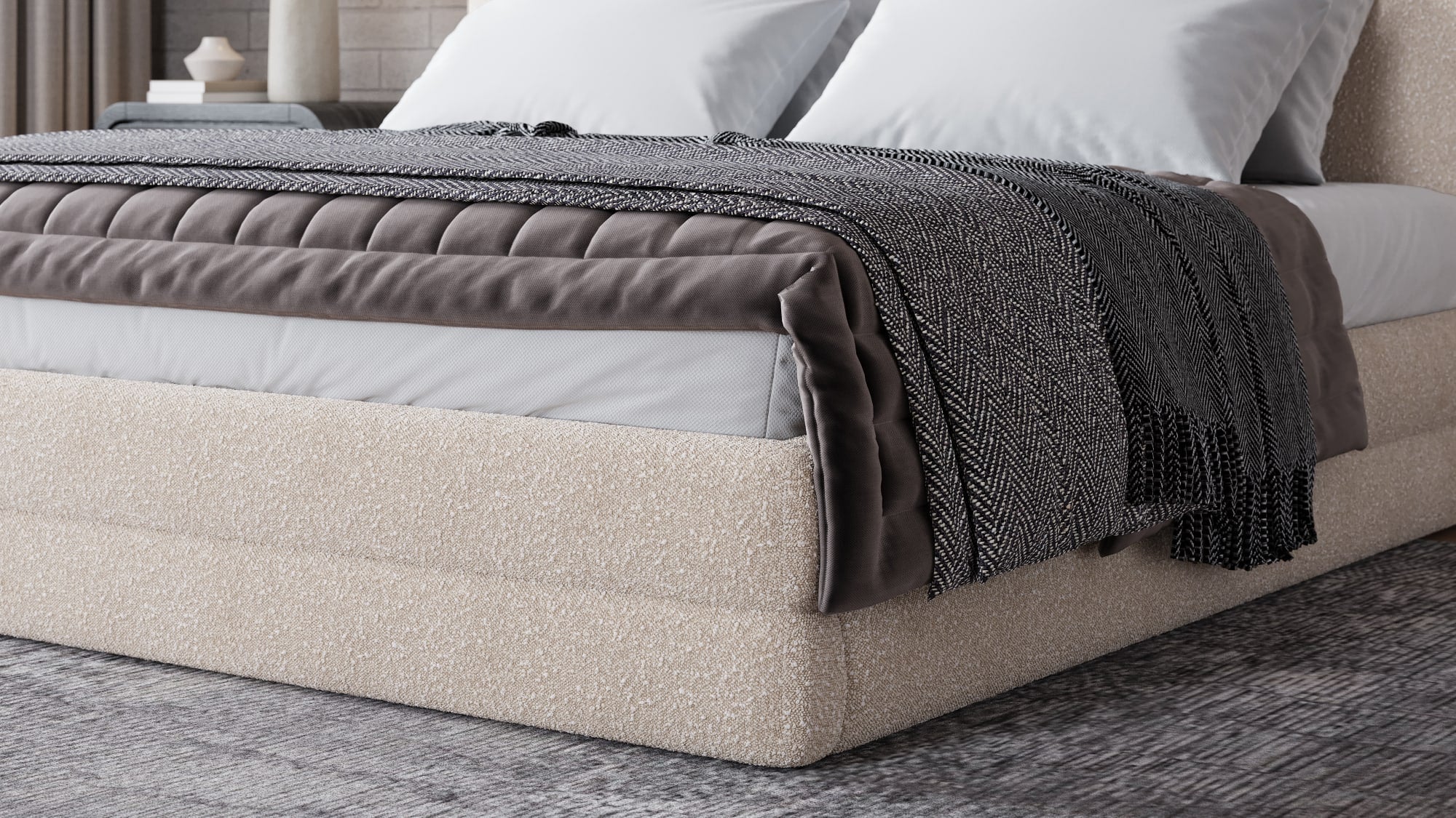 Maya Brun Queen Upholstered Platform Bed - Image 5