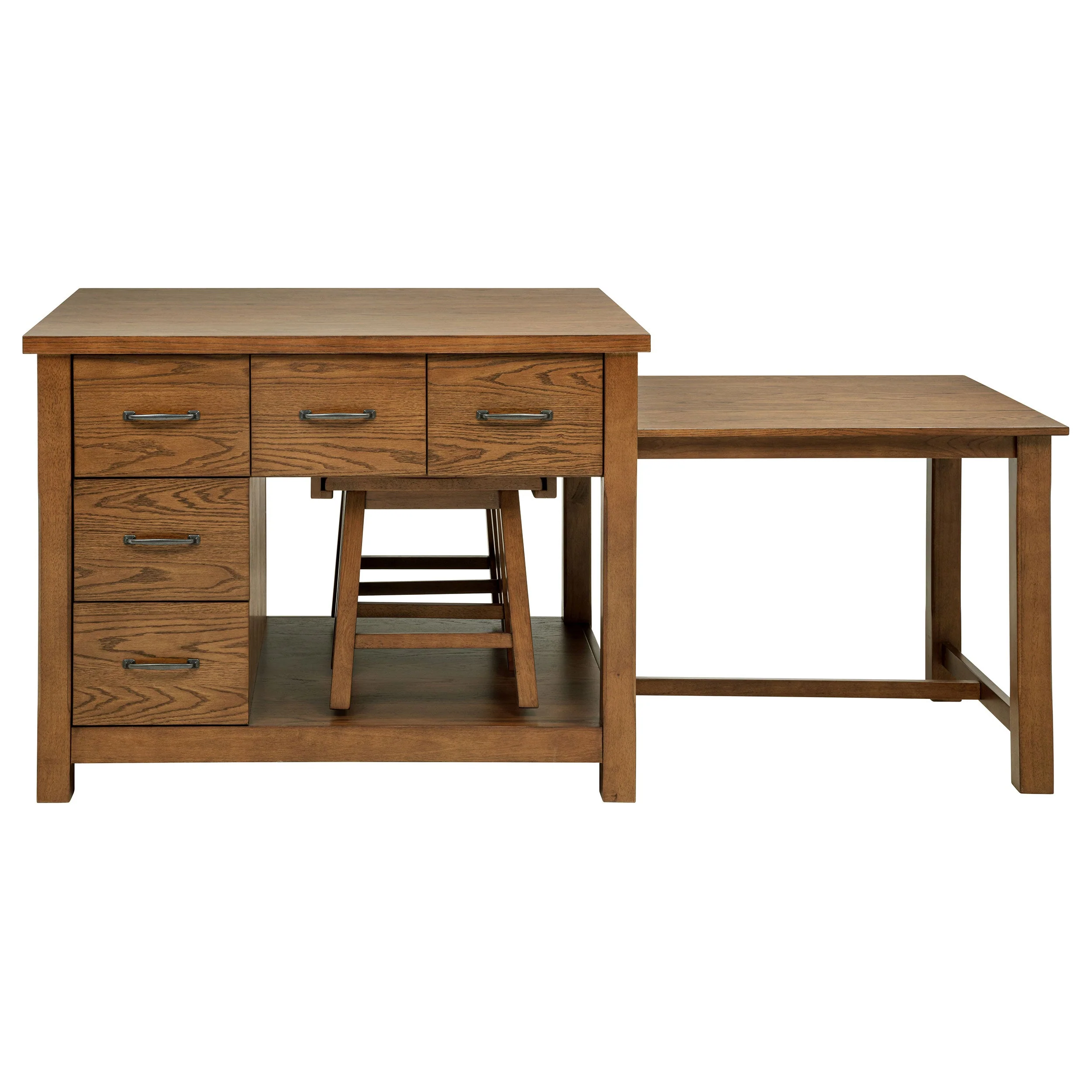 Mayfair Dark Oak 3-piece Kitchen Island with Extension Table - Image 5