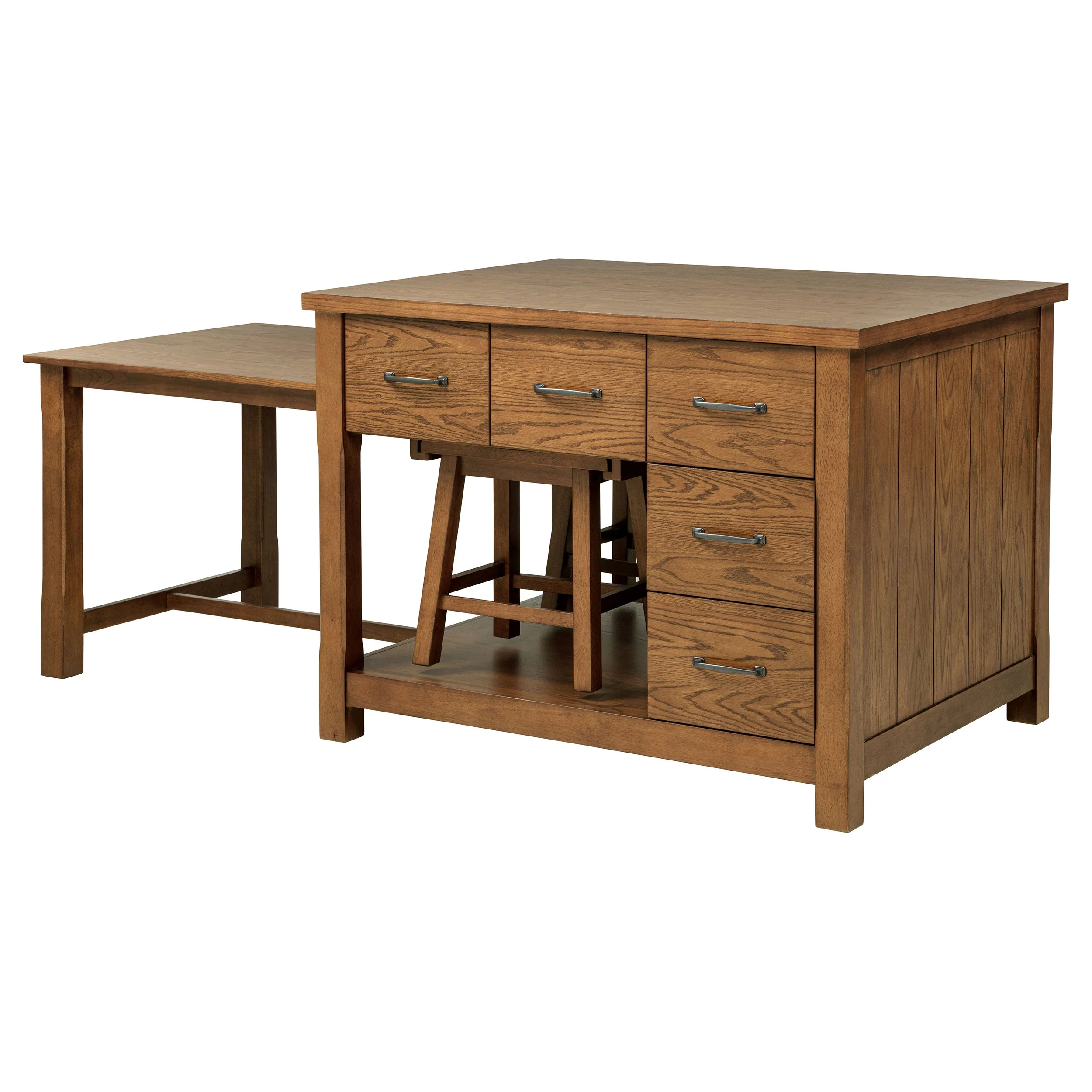 Mayfair Dark Oak 3-piece Kitchen Island with Extension Table - Image 7