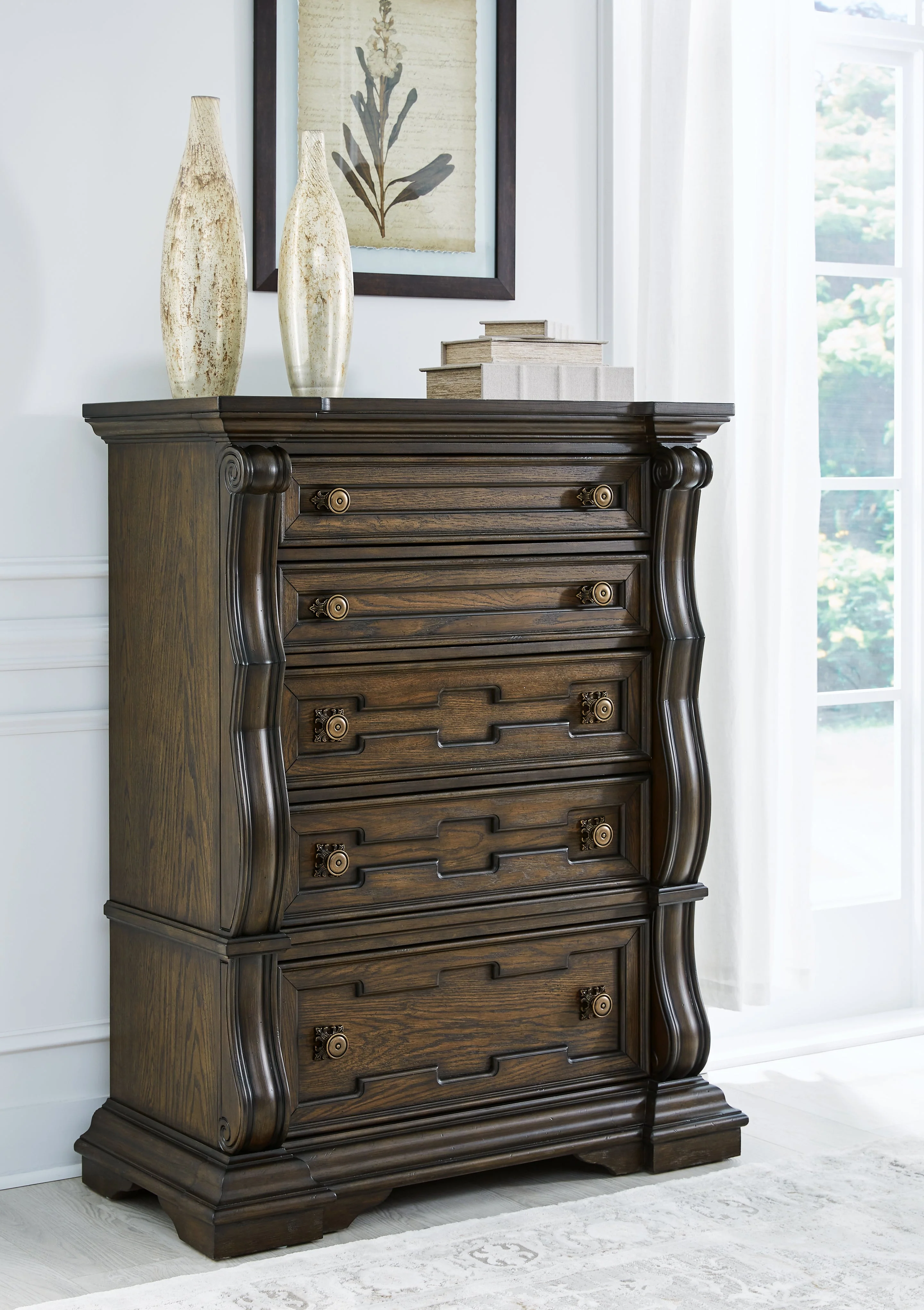 Maylee Dark Brown Upholstered Canopy Bedroom Set - Image 17