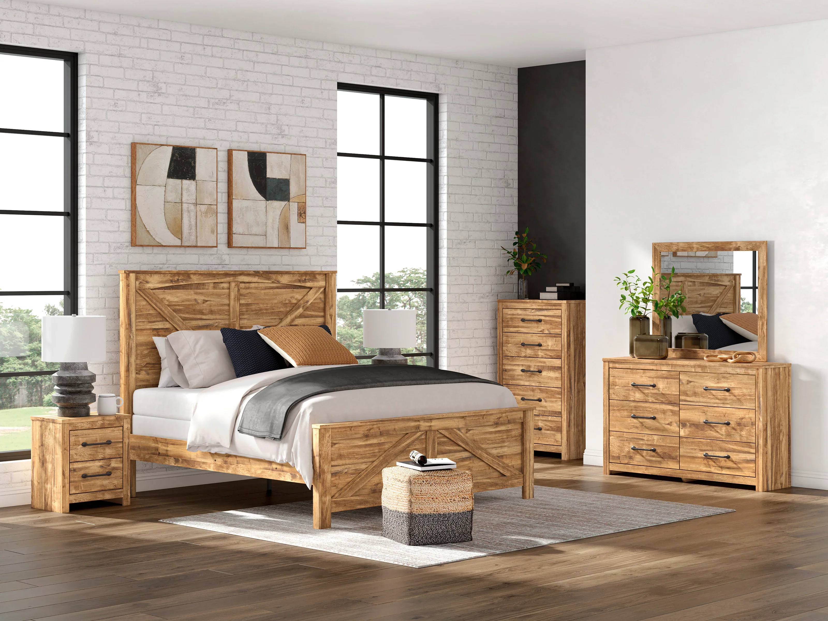 Maystonna Brown Crossbuck Panel Bedroom Set