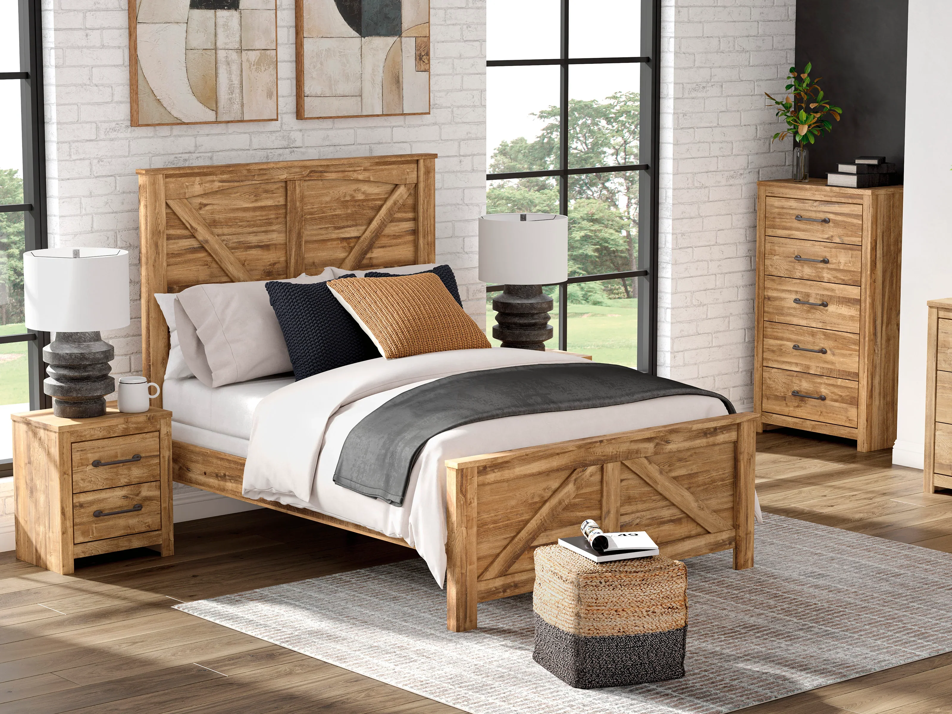 Maystonna Brown Crossbuck Panel Bedroom Set - Image 2