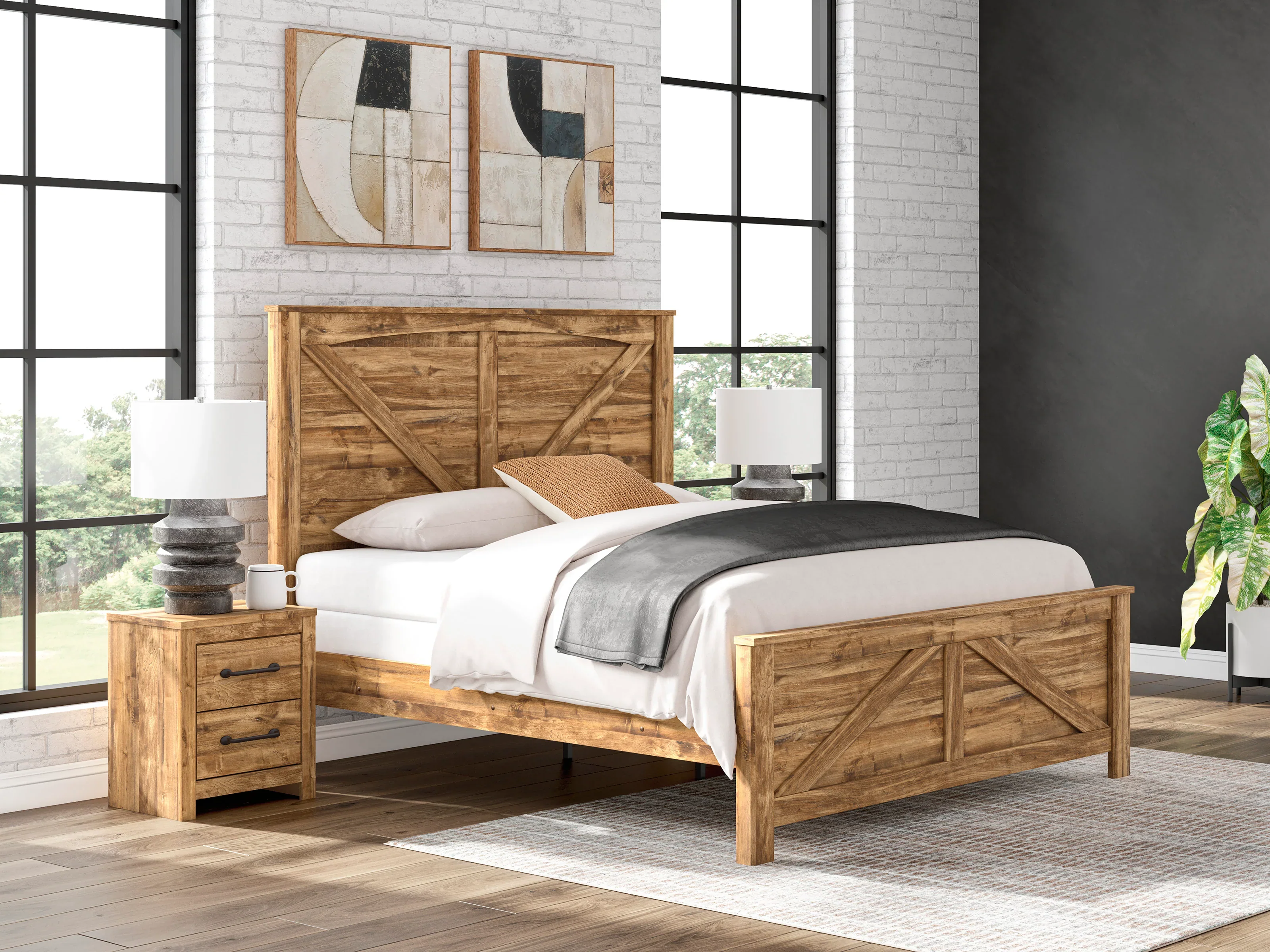 Maystonna Brown King Crossbuck Panel Bed - Image 6