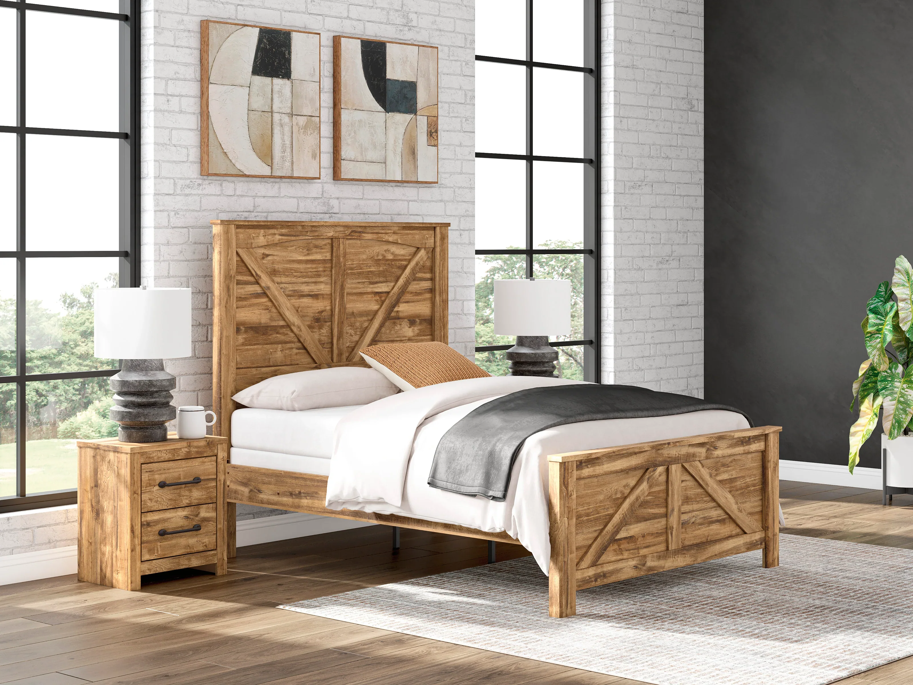 Maystonna Brown Queen Crossbuck Panel Bed - Image 7