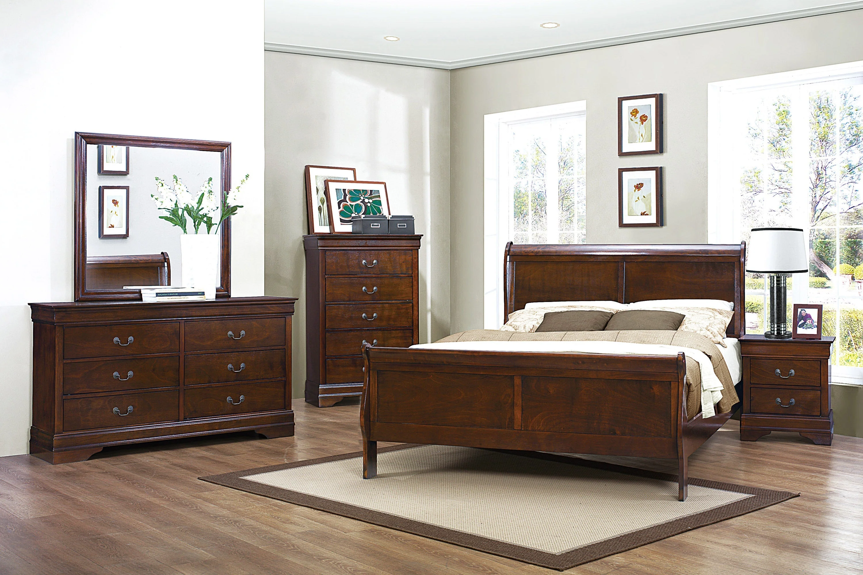 Mayville Brown Cherry California King Sleigh Bed - Image 3