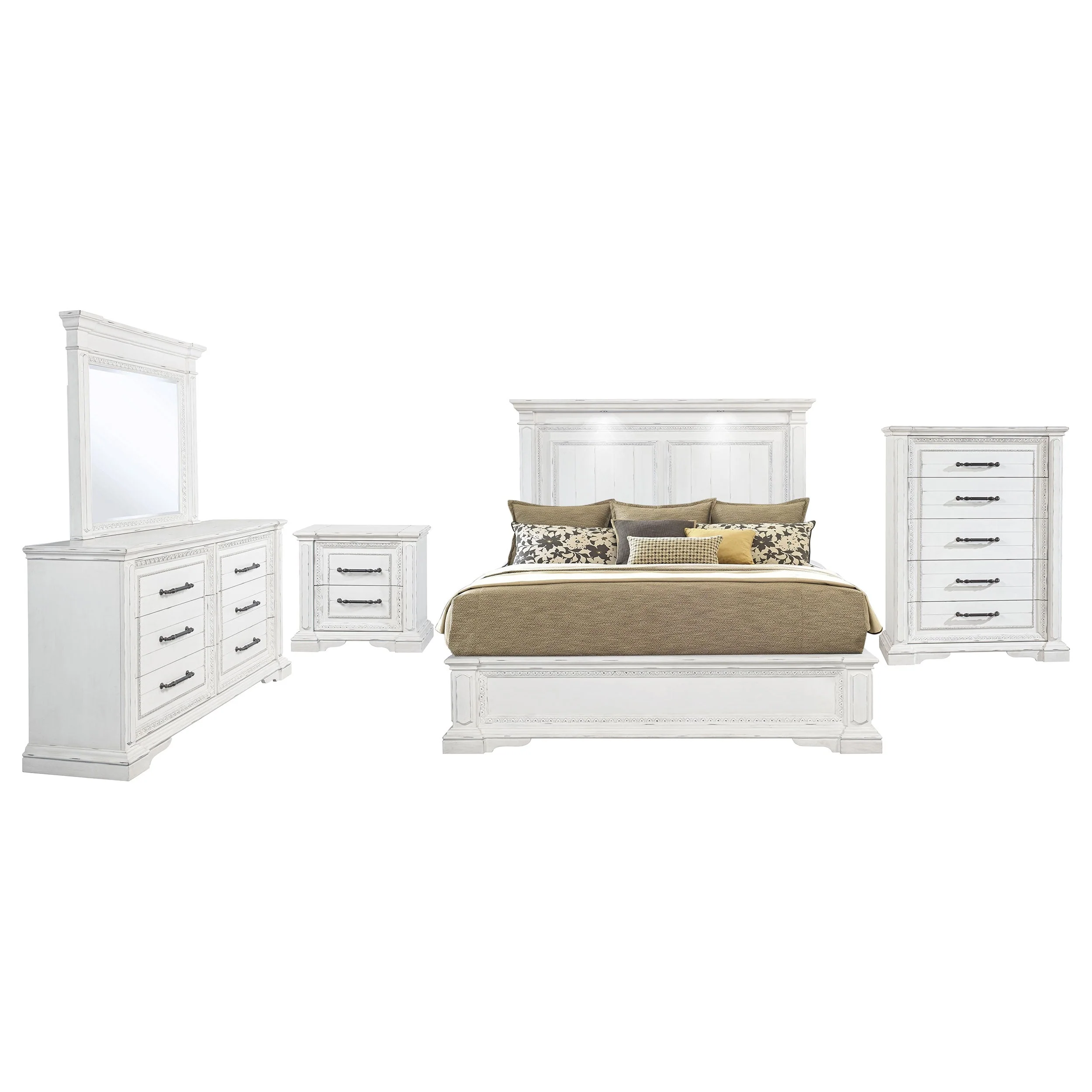 McKinney Vintage White 5-piece Queen Bedroom Set - Image 2