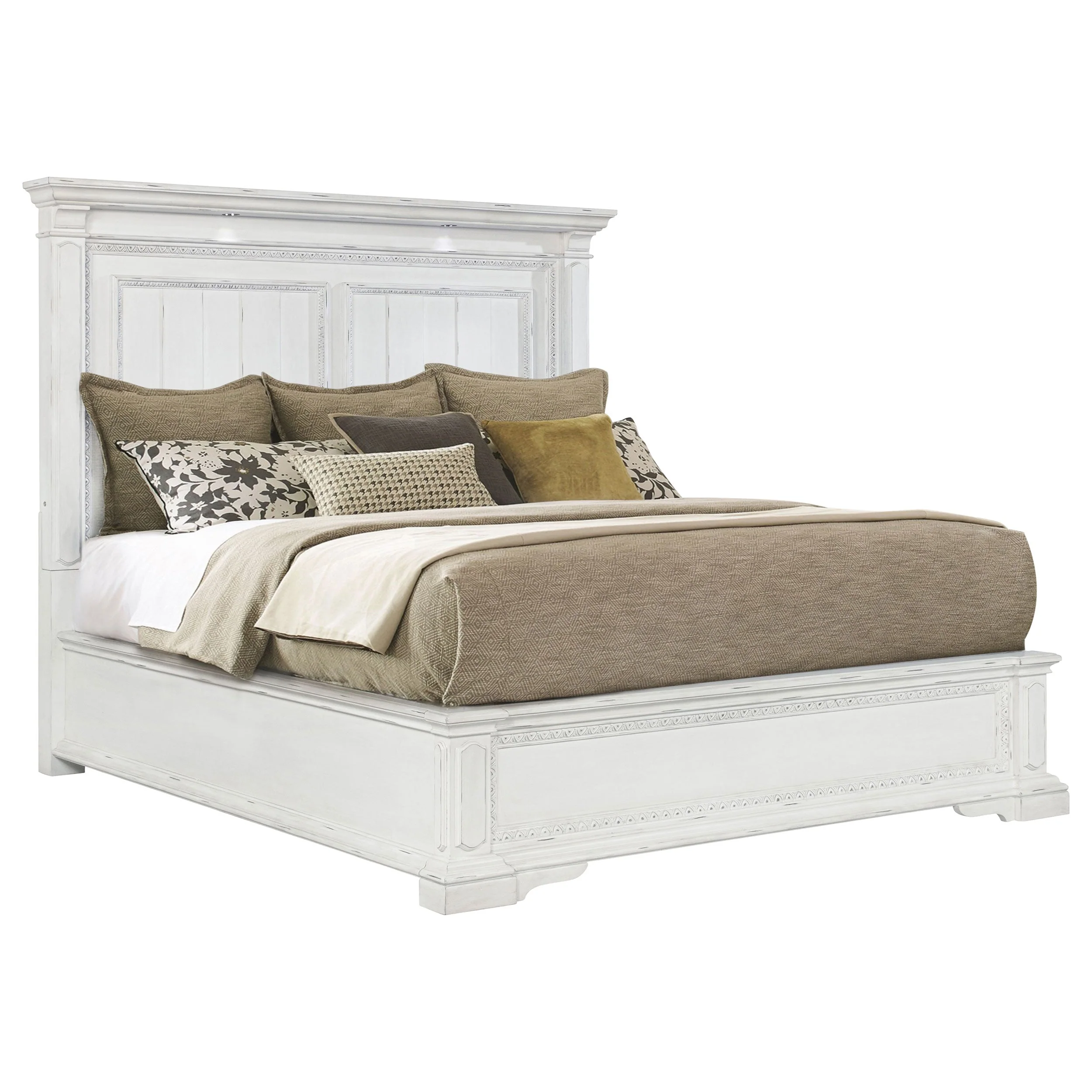 McKinney Vintage White Eastern King LED Light Panel Bed - Image 2