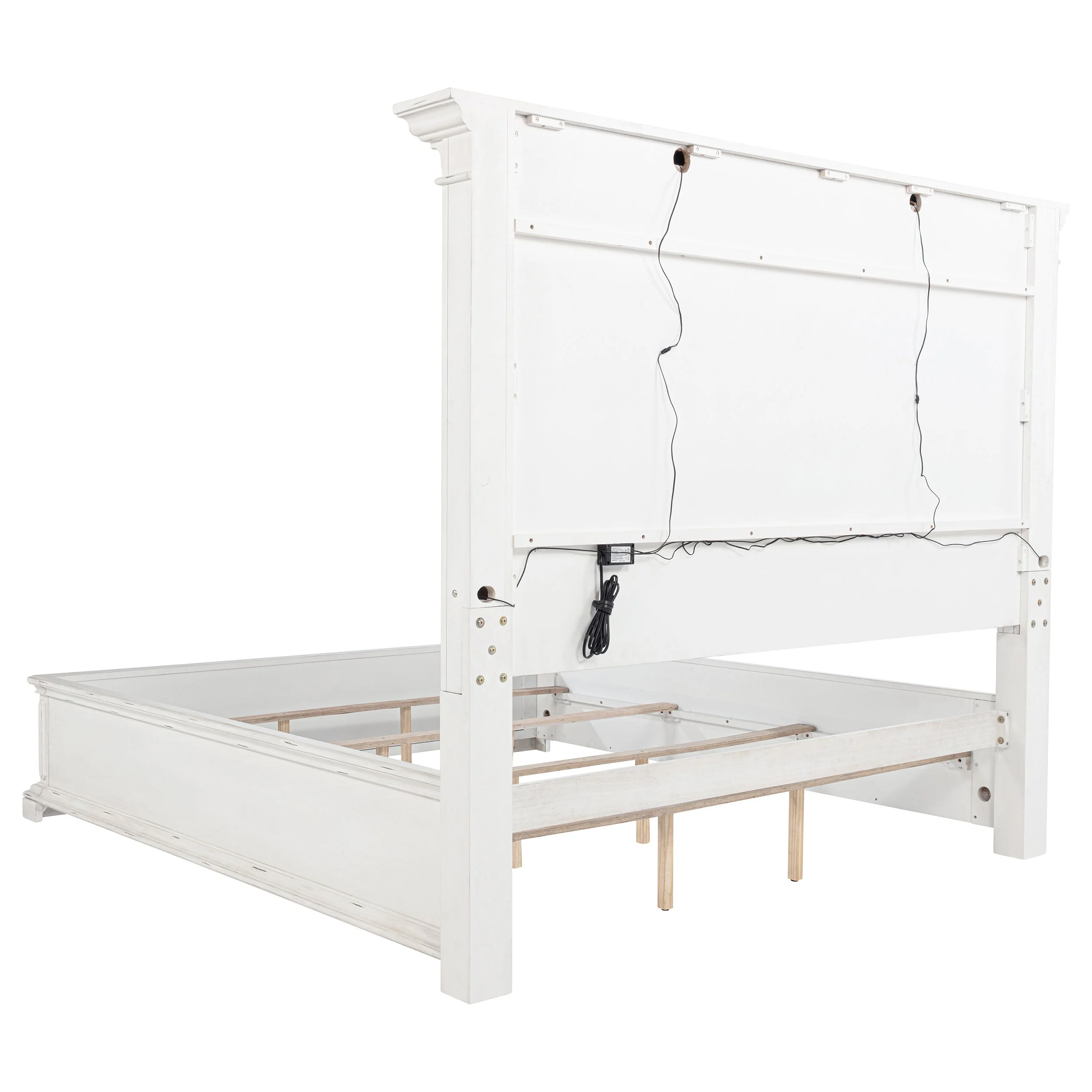 McKinney Vintage White Eastern King LED Light Panel Bed - Image 5