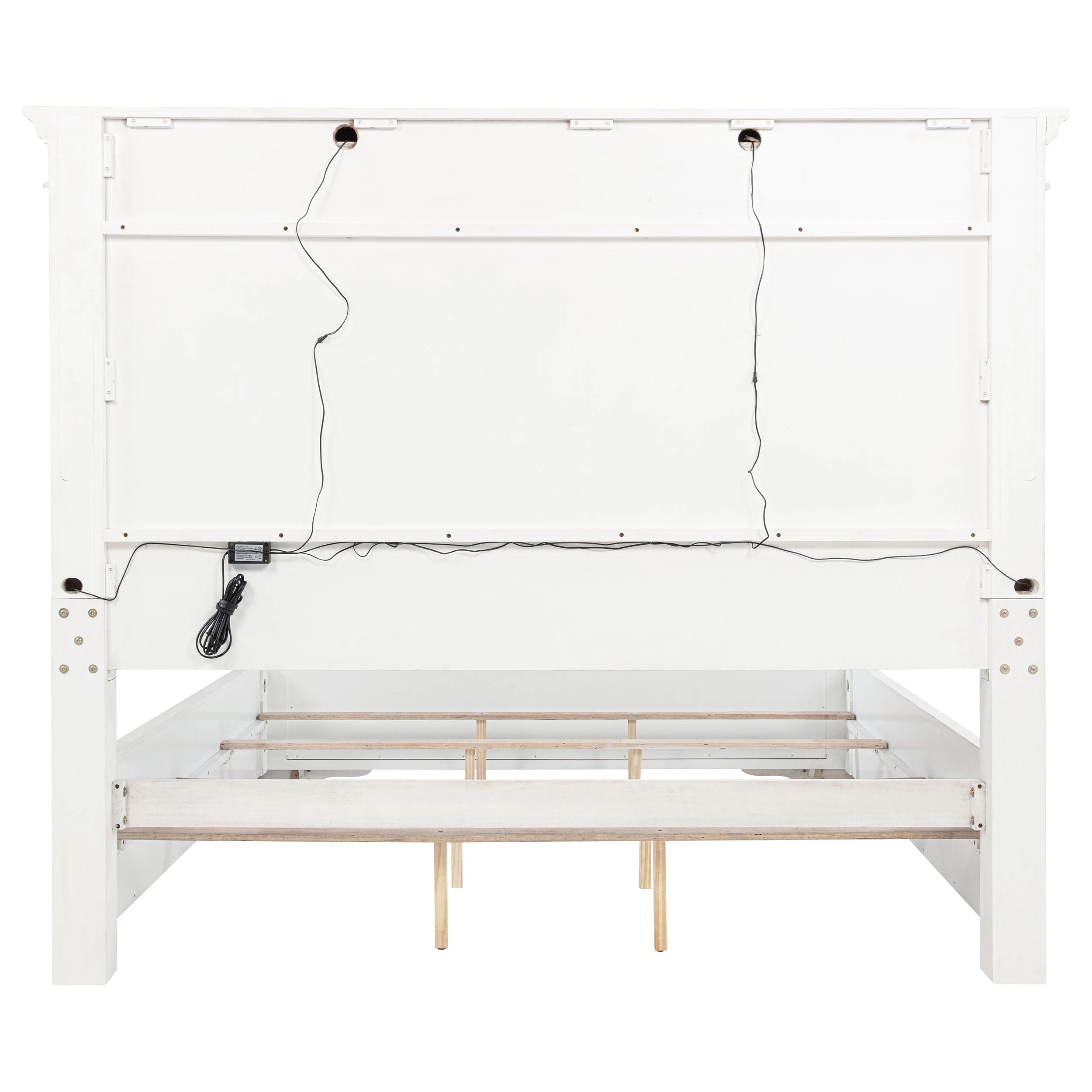 McKinney Vintage White Eastern King LED Light Panel Bed - Image 6