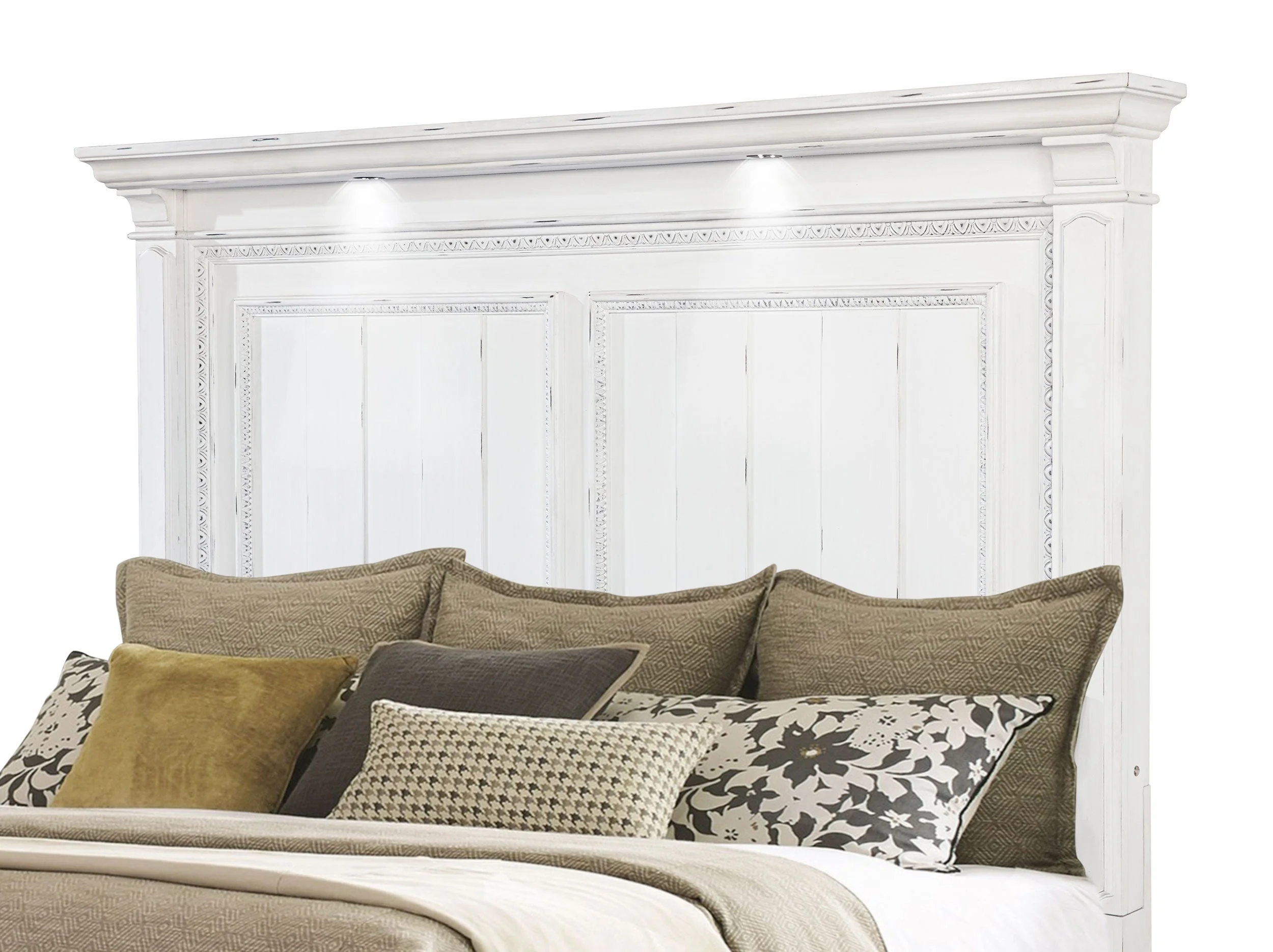 McKinney Vintage White Eastern King LED Light Panel Bed - Image 9