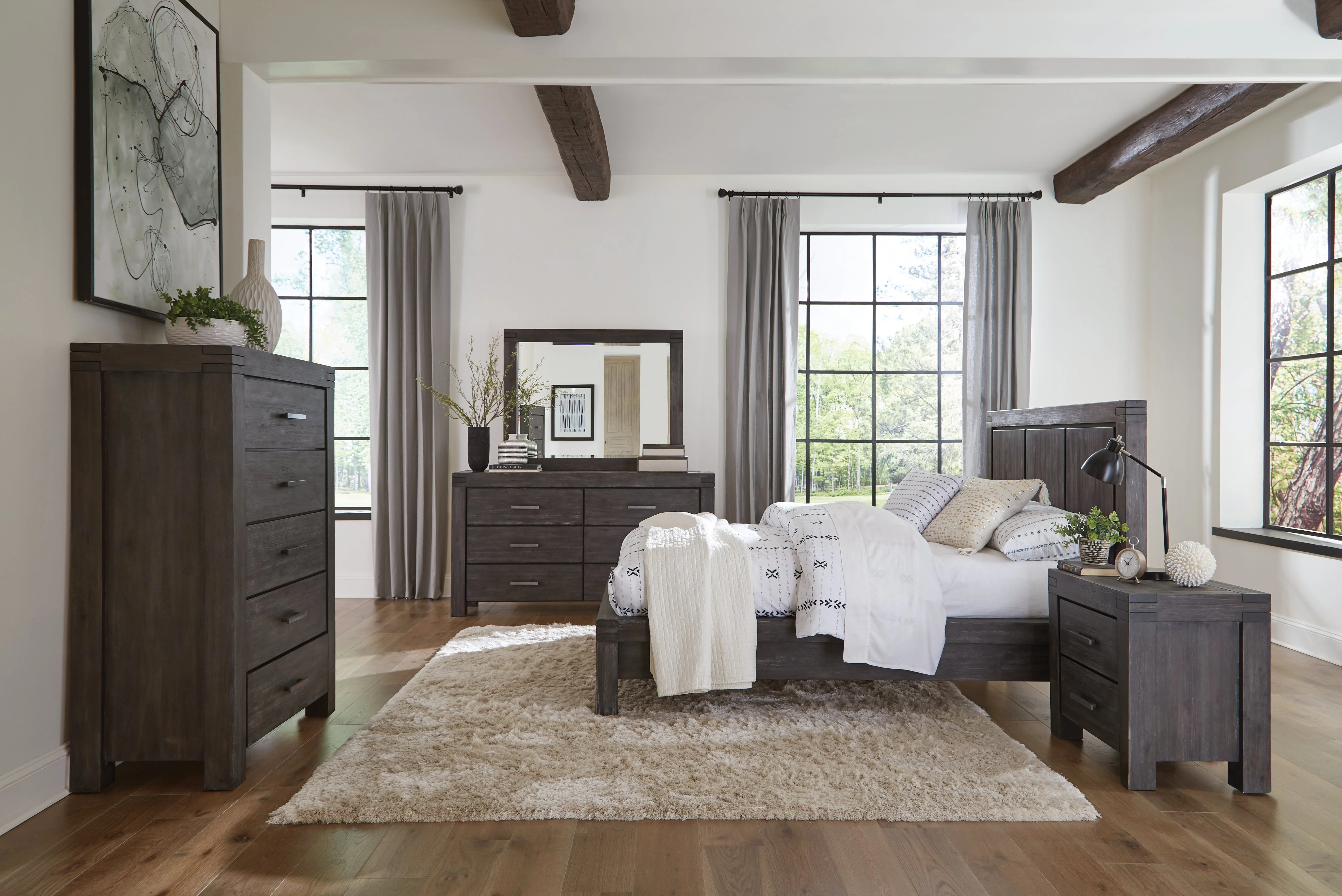 Meadow Five Drawer Solid Wood Chest in Graphite - Image 2