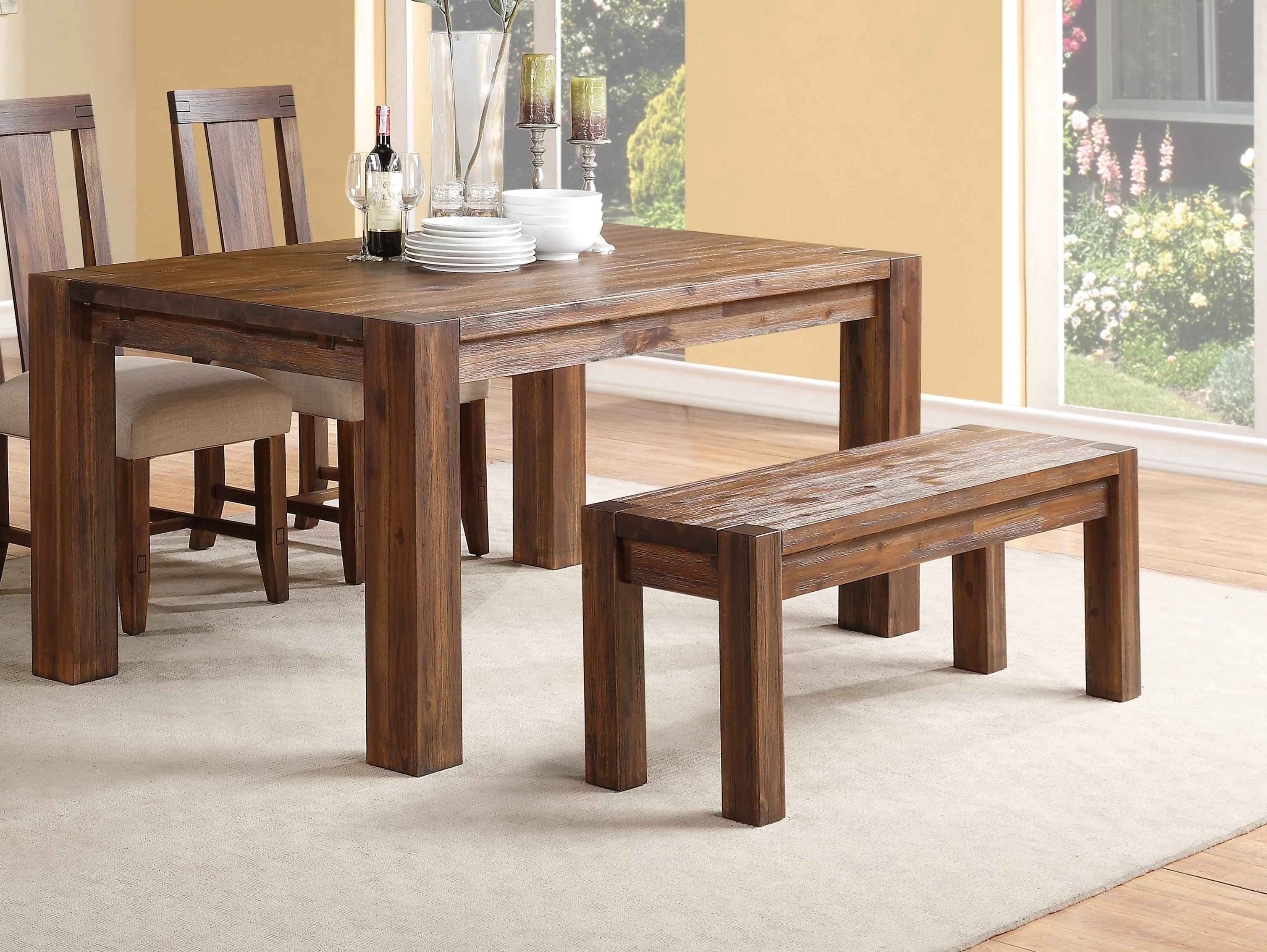 Meadow Solid Wood Bench in Brick Brown - Image 2