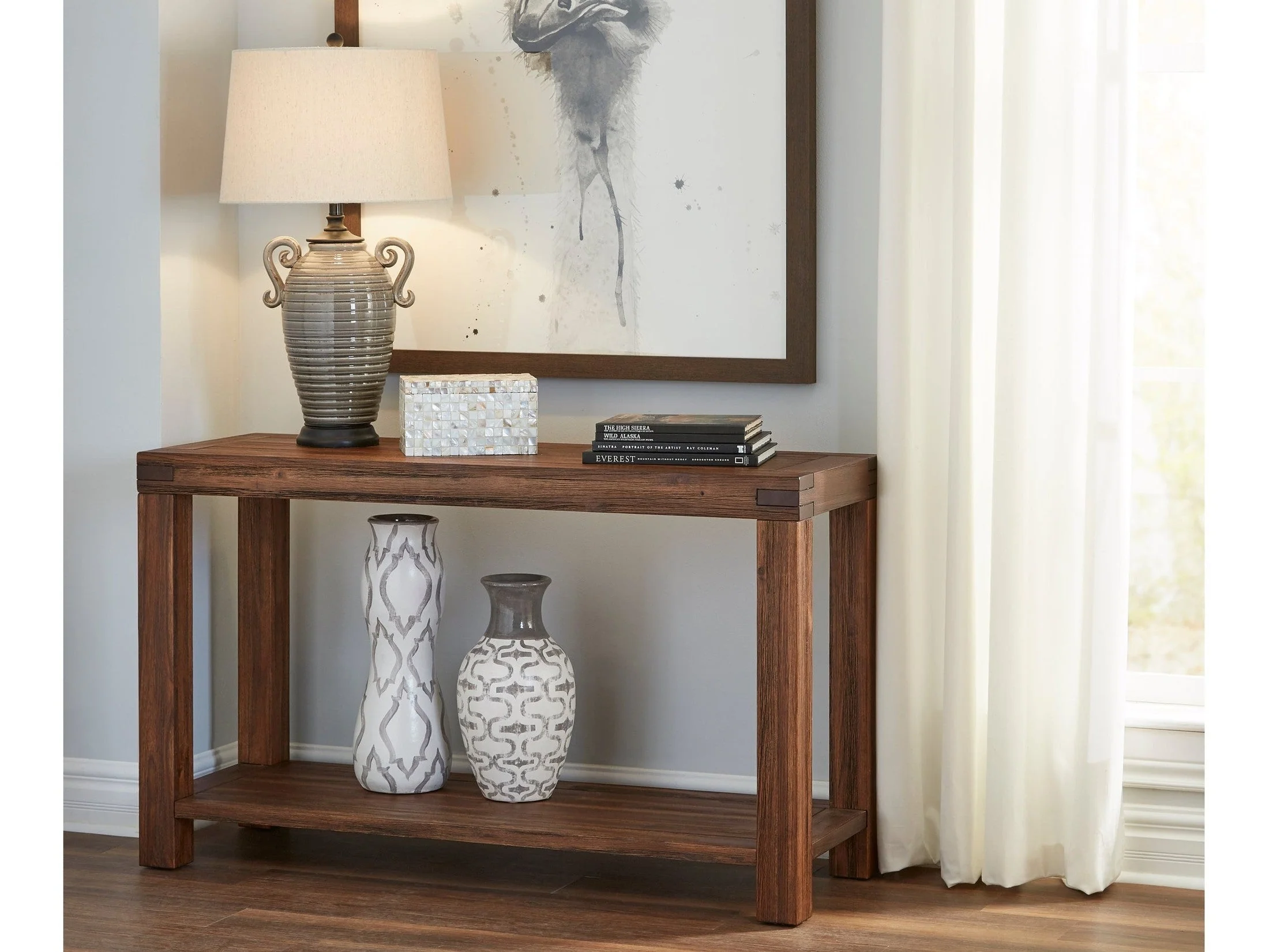 Meadow Solid Wood Console Table in Brick Brown