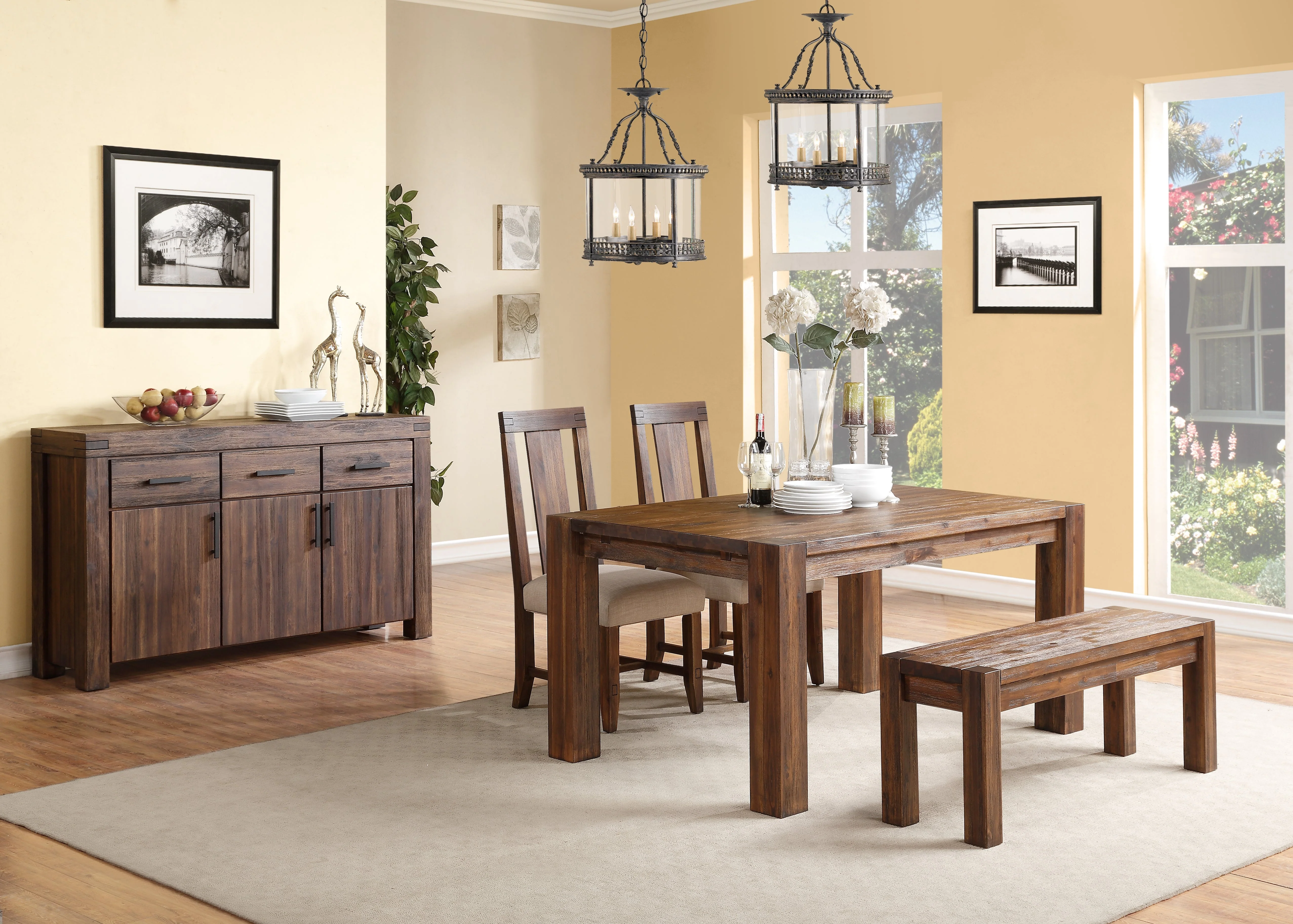 Meadow Solid Wood Extending Dining Table in Brick Brown - Image 10