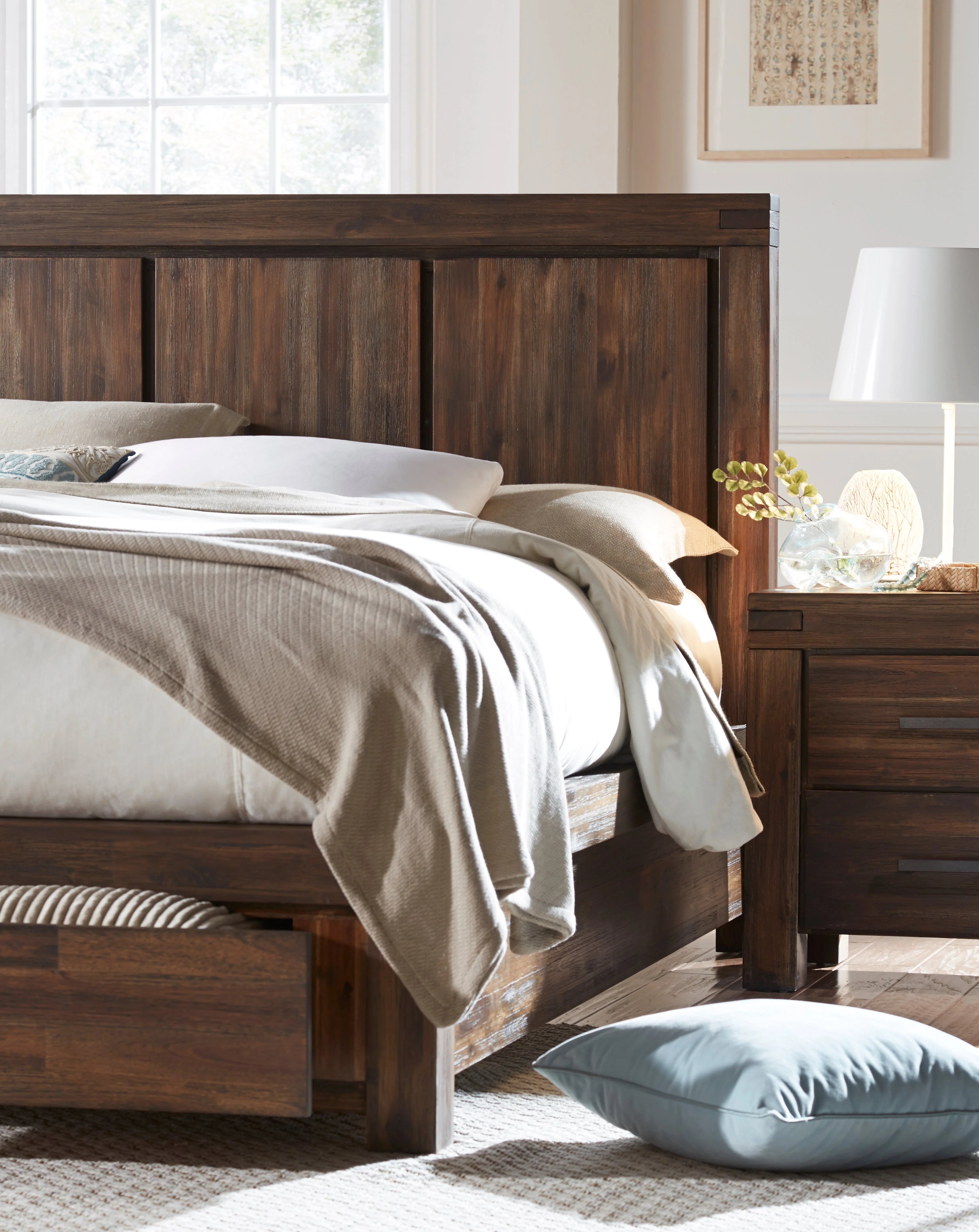 Meadow Solid Wood Footboard California King Storage Bed in Brick Brown - Image 3