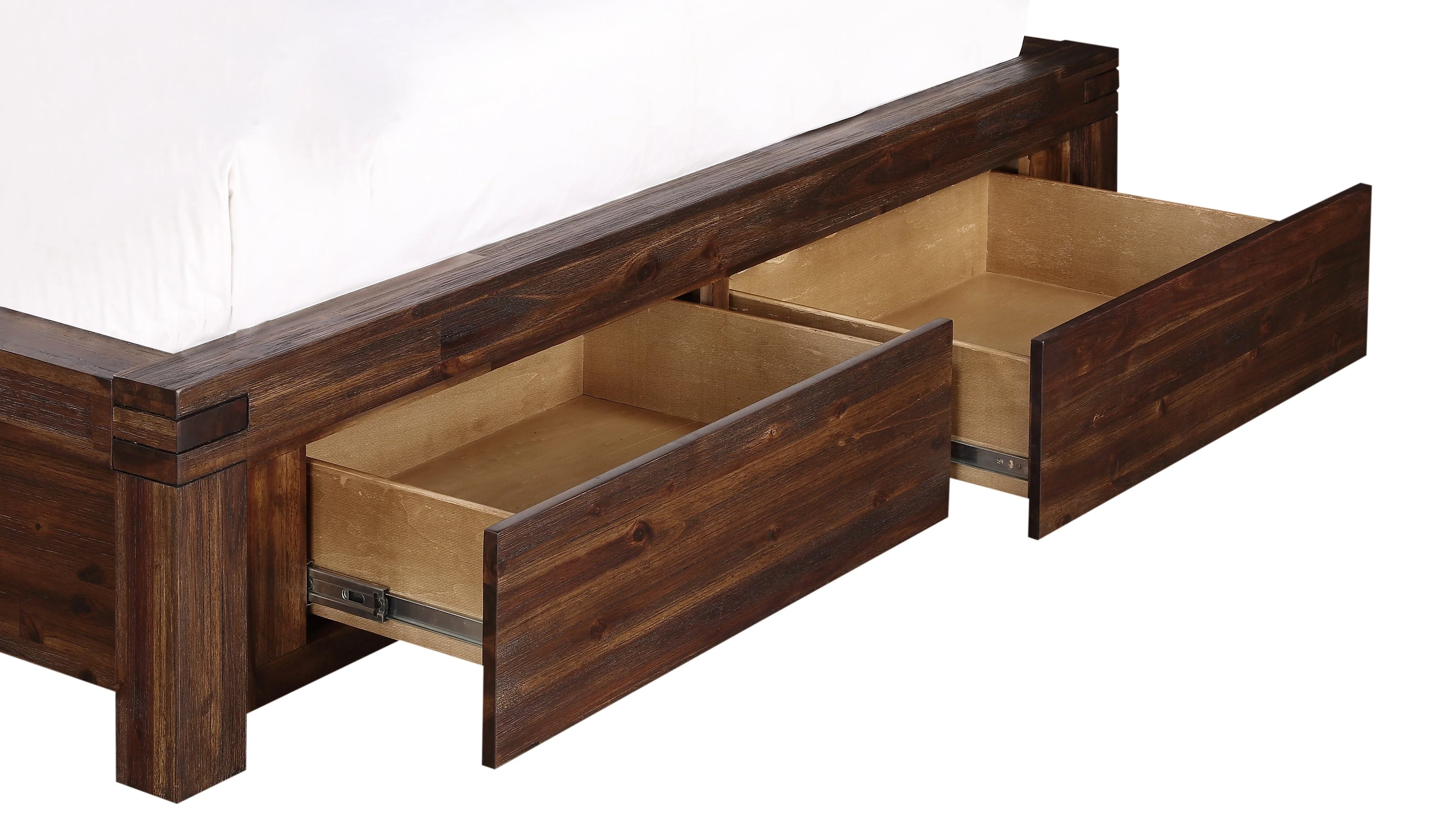 Meadow Solid Wood Footboard California King Storage Bed in Brick Brown - Image 4