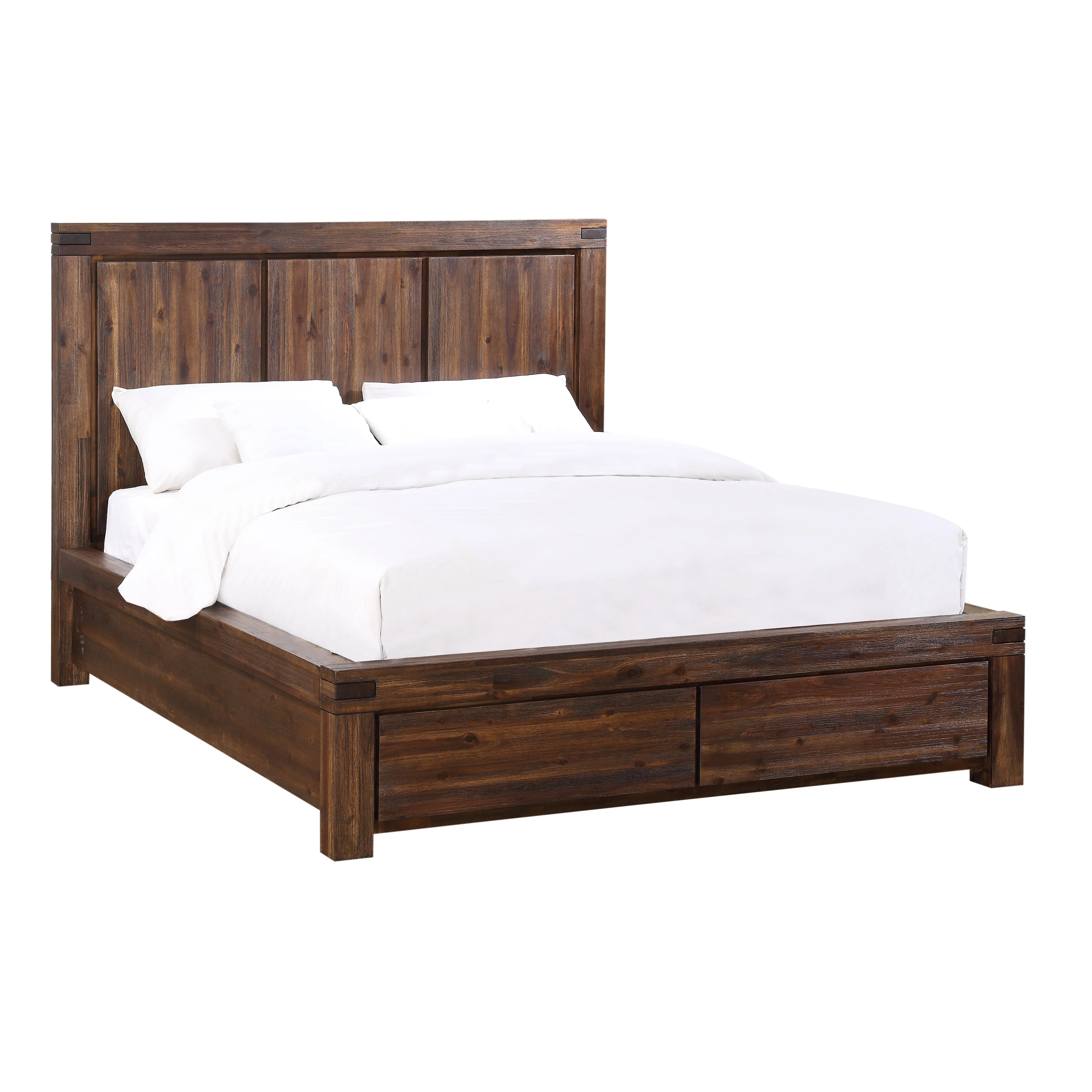 Meadow Solid Wood Footboard Eastern King Storage Bed in Brick Brown - Image 6