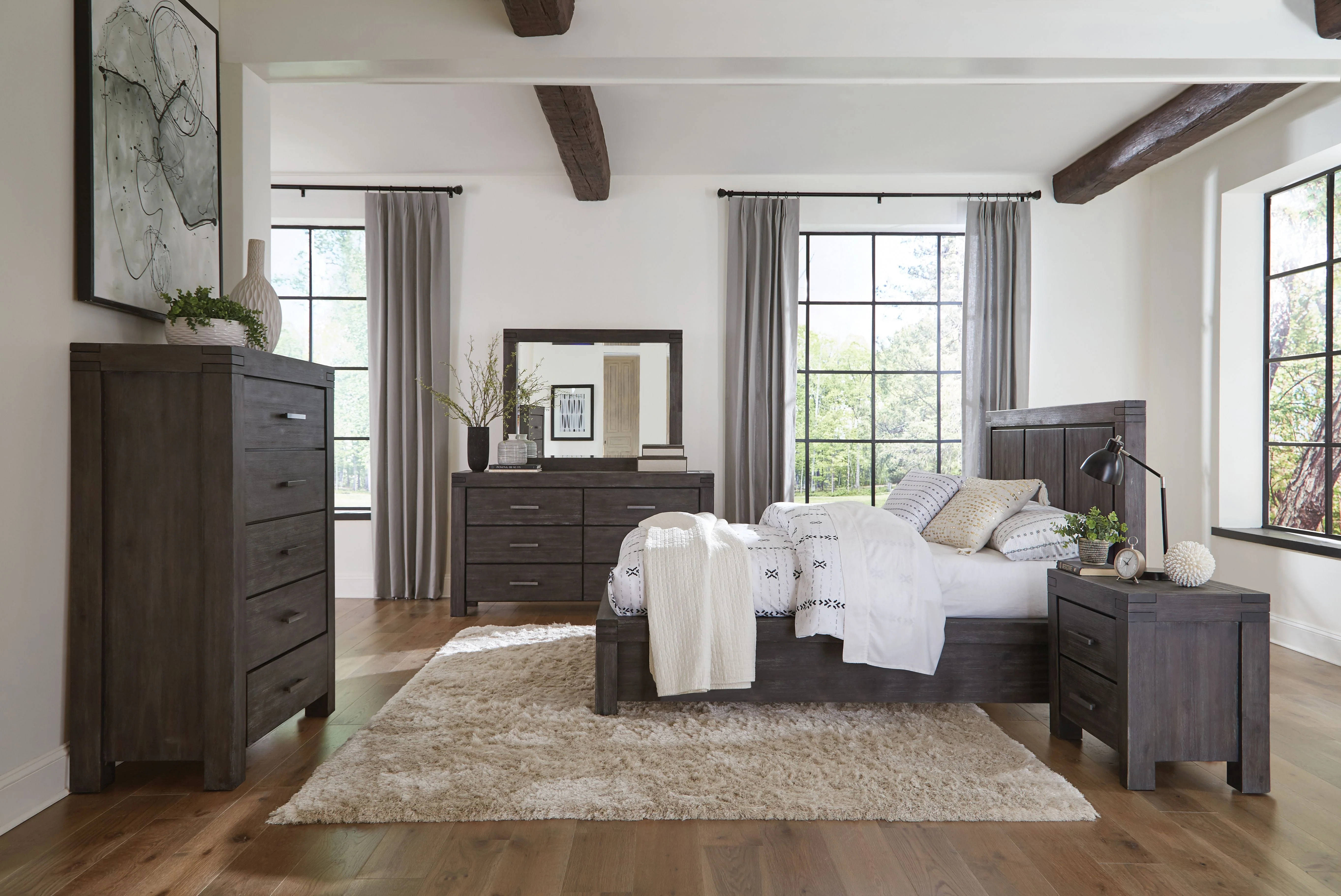 Meadow Solid Wood Footboard Full Storage Bed in Graphite - Image 2