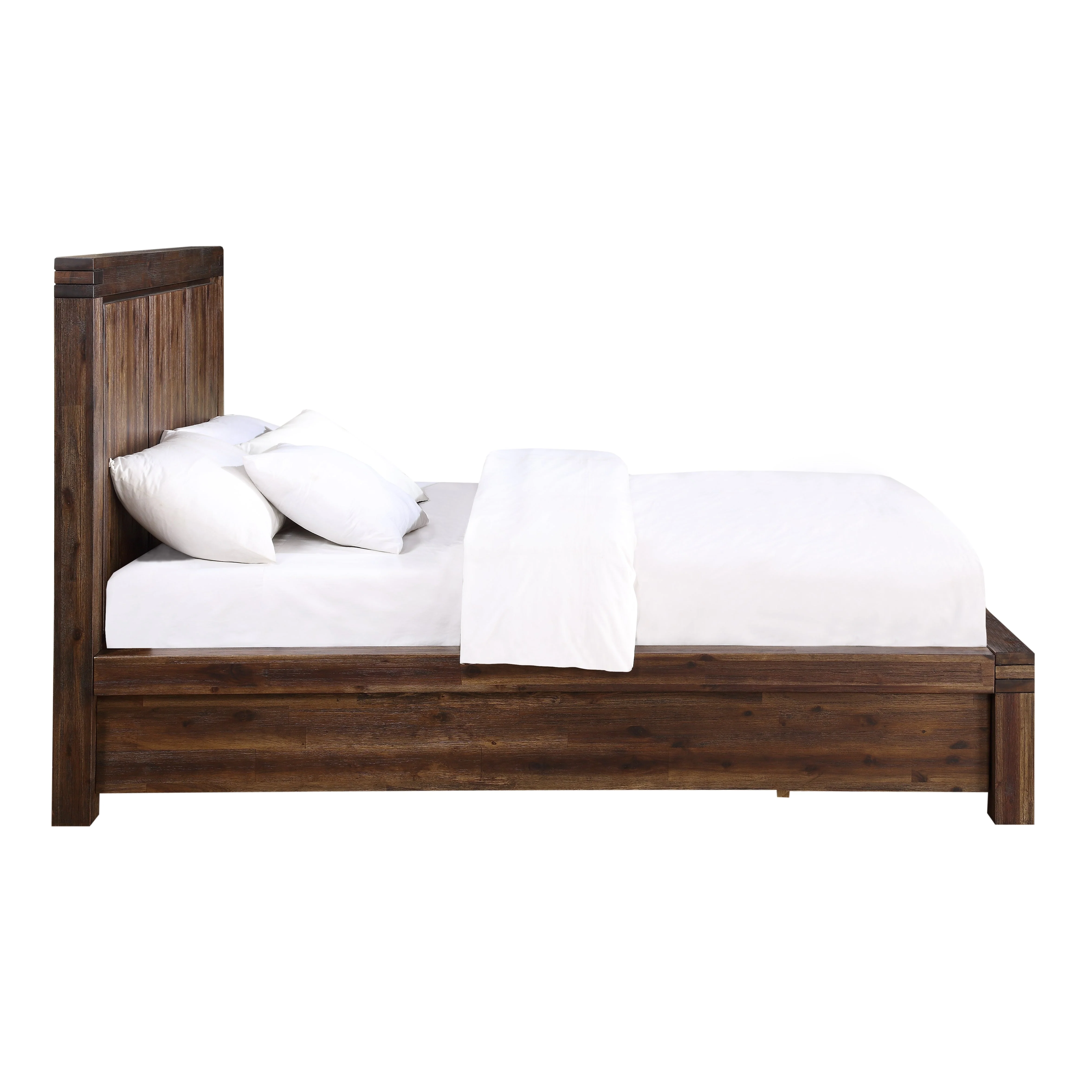 Meadow Solid Wood Footboard Queen Storage Bed in Brick Brown - Image 7