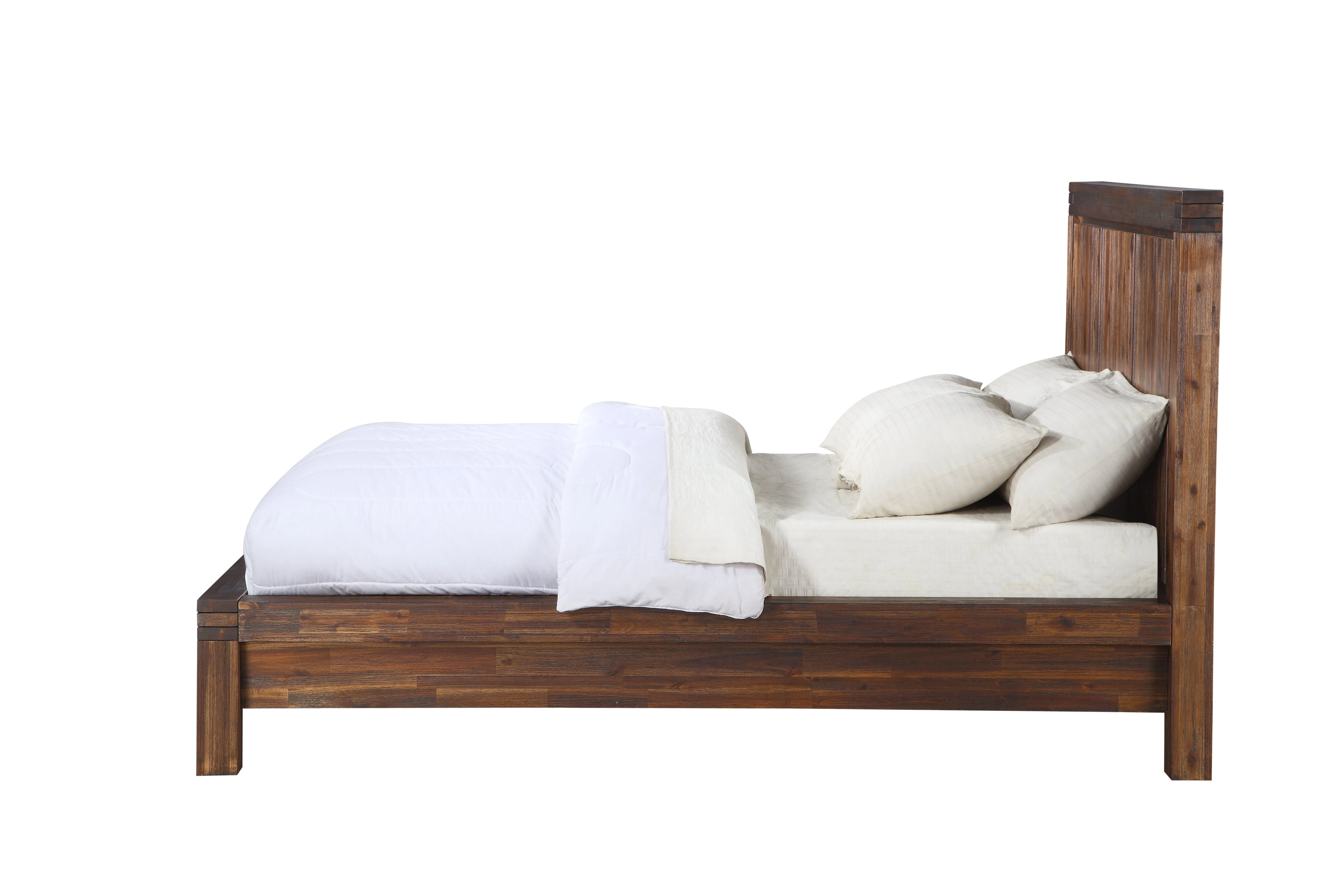 Meadow Solid Wood Queen Platform Bed in Brick Brown - Image 5