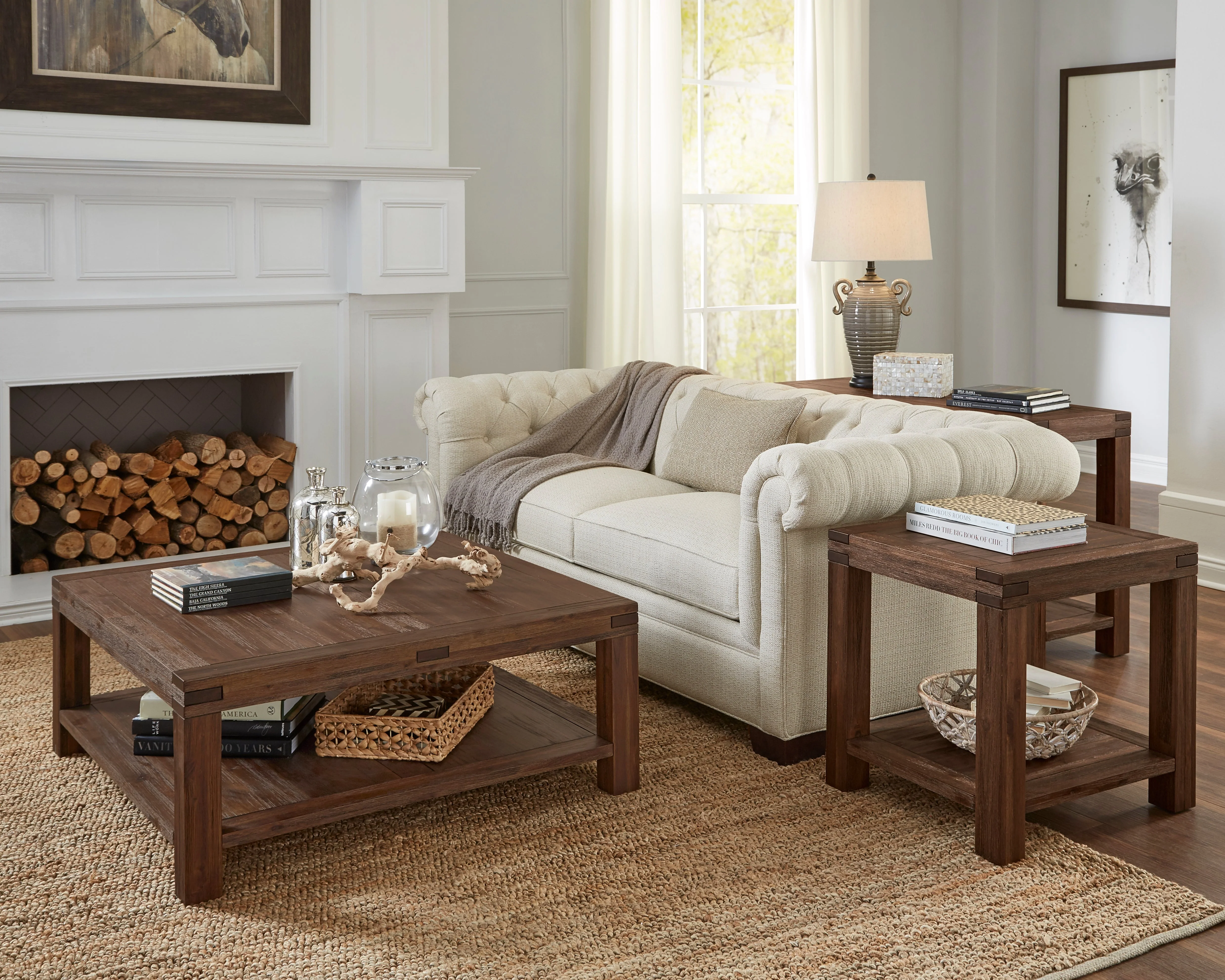 Meadow Solid Wood Square Coffee Table in Brick Brown - Image 2
