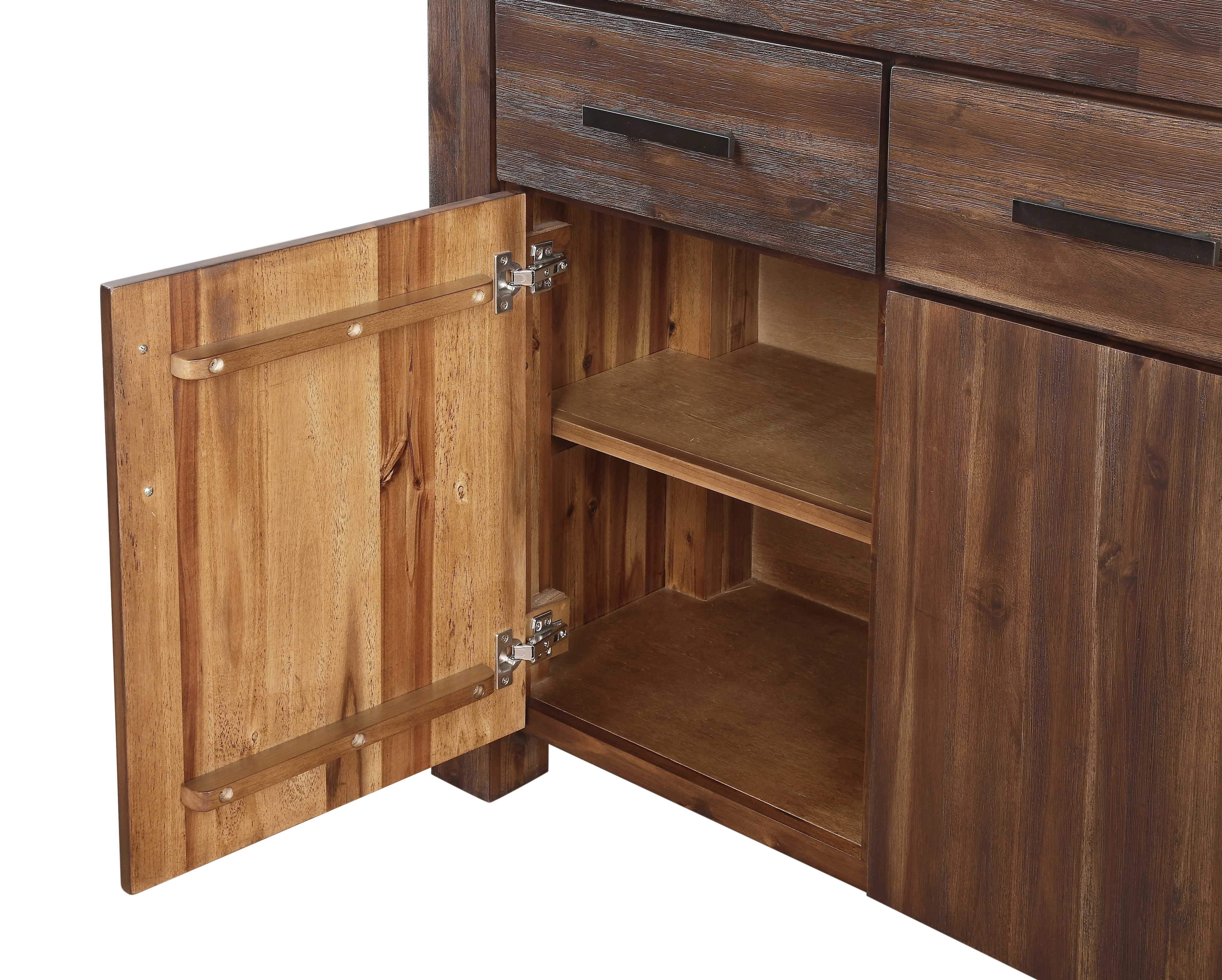 Meadow Three Drawer Three Door Solid Wood Sideboard in Brick Brown - Image 4