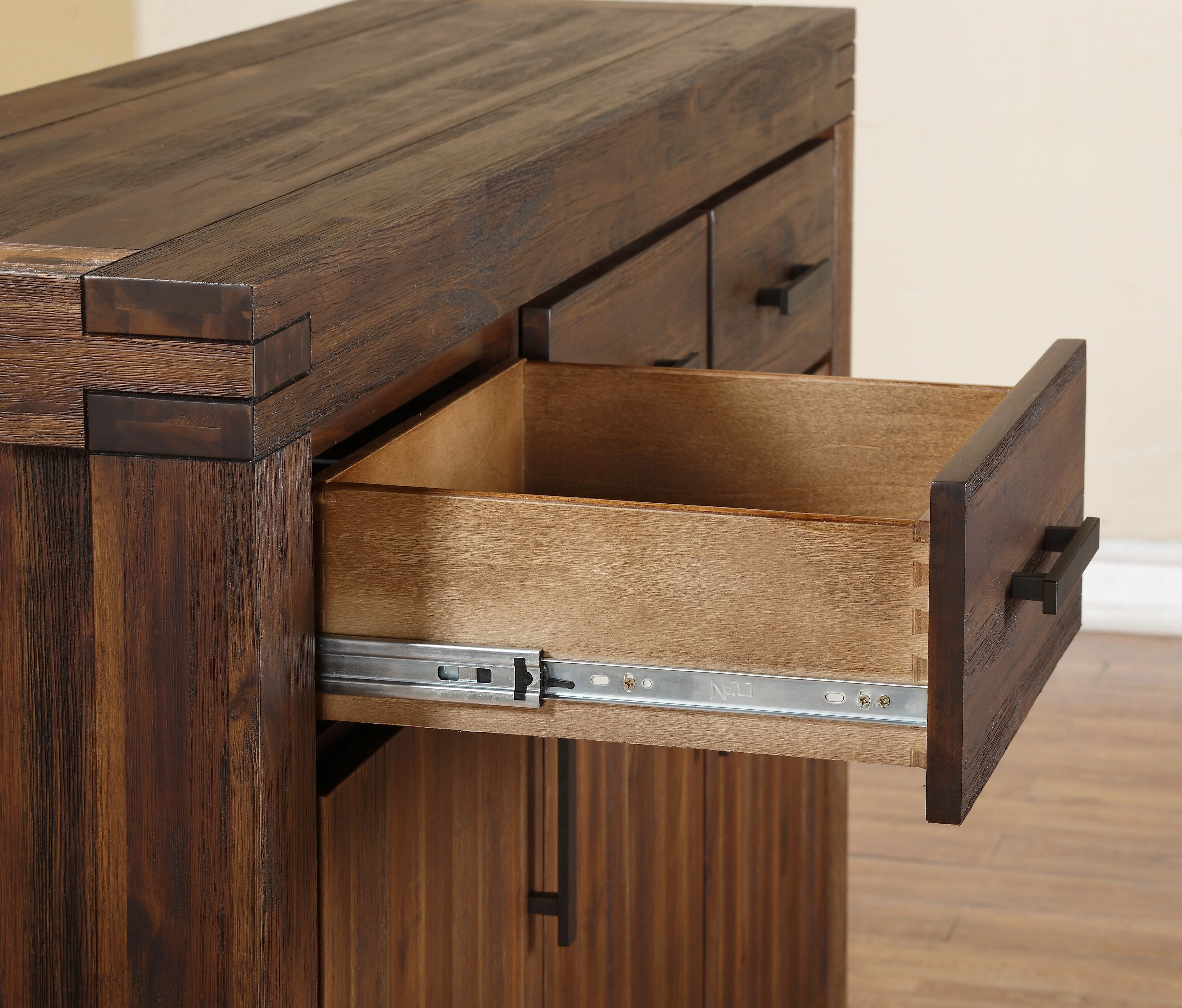 Meadow Three Drawer Three Door Solid Wood Sideboard in Brick Brown - Image 5