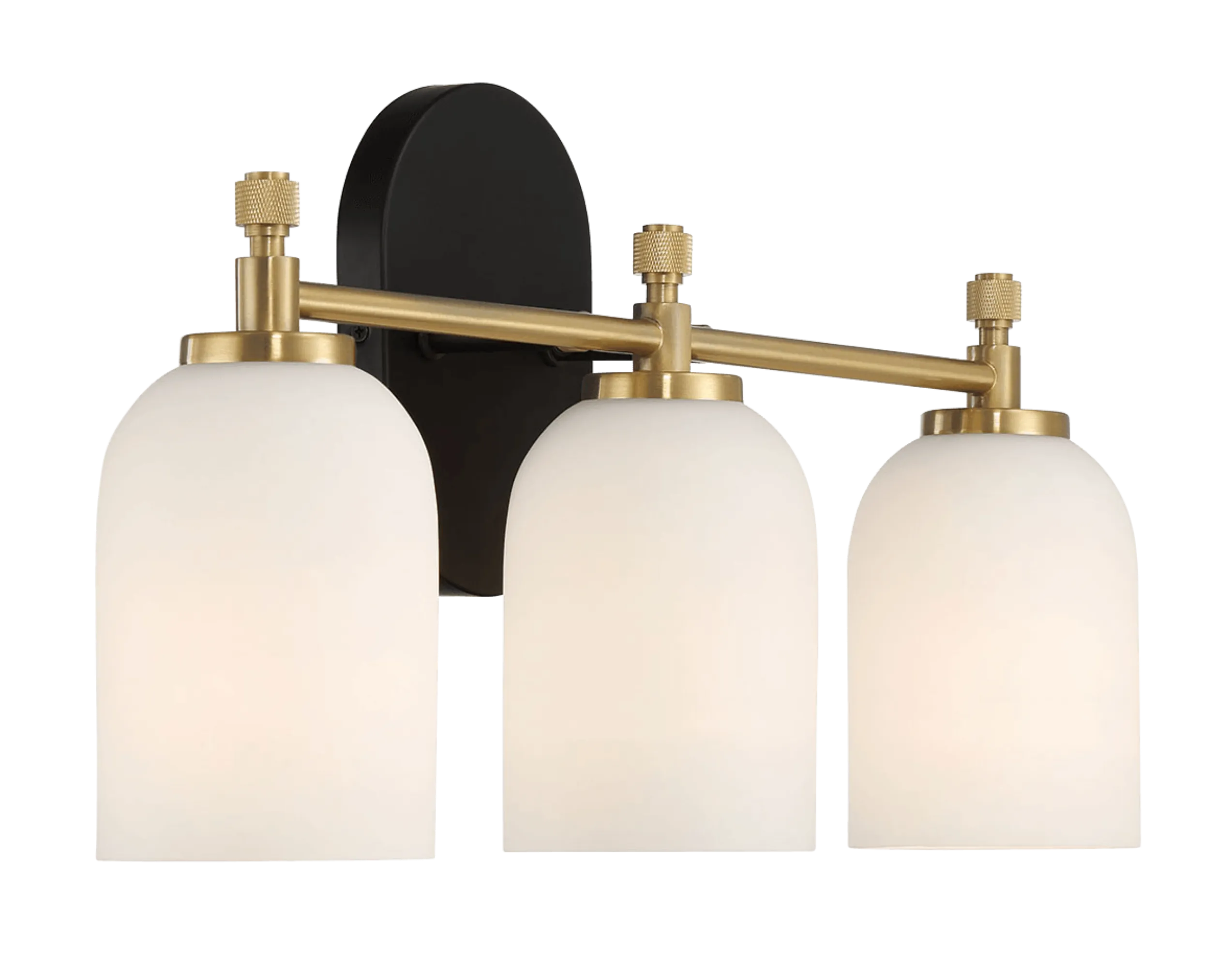 Meadows Three Lights Vanity Brushed Gold Bathroom Wall Light for Bathroom Over Mirror 20.5"W × 10.125"H × 5.5"E with White Frosted Glass - Image 2