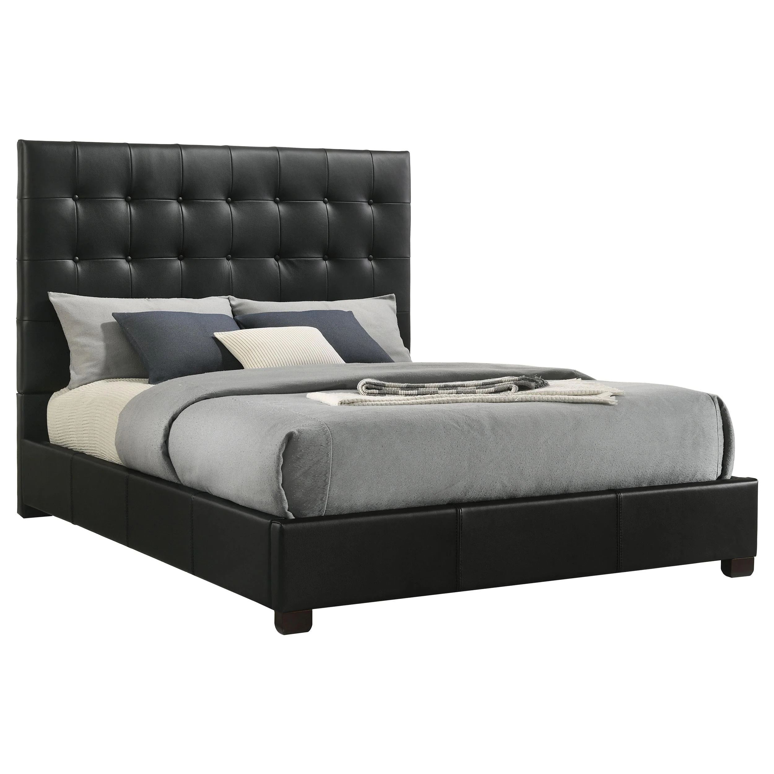 Medley Black Genuine Leather Eastern King Platform Bed - Image 2