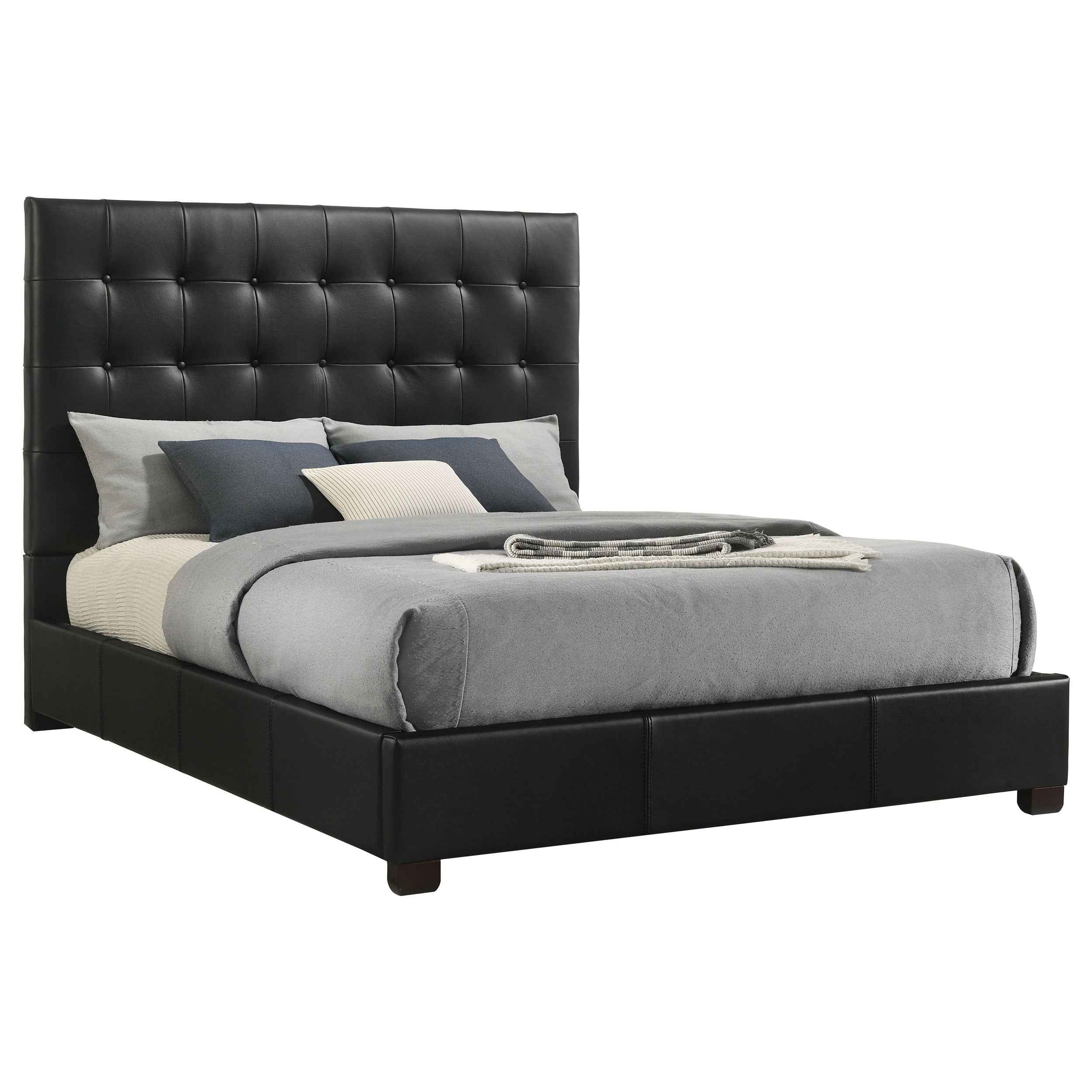 Medley Black Genuine Leather Queen Panel Platform Bed - Image 3