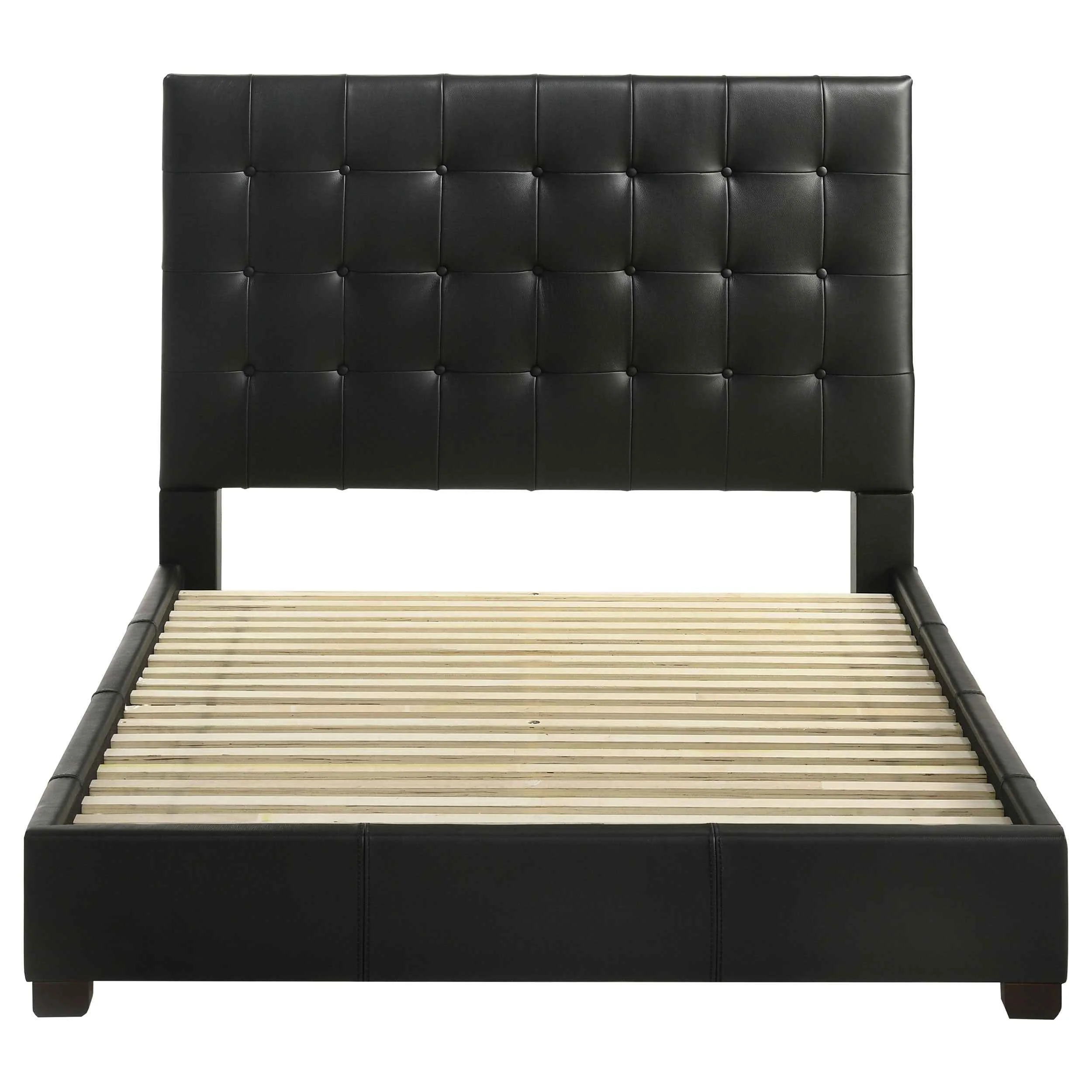 Medley Black Genuine Leather Queen Panel Platform Bed - Image 4