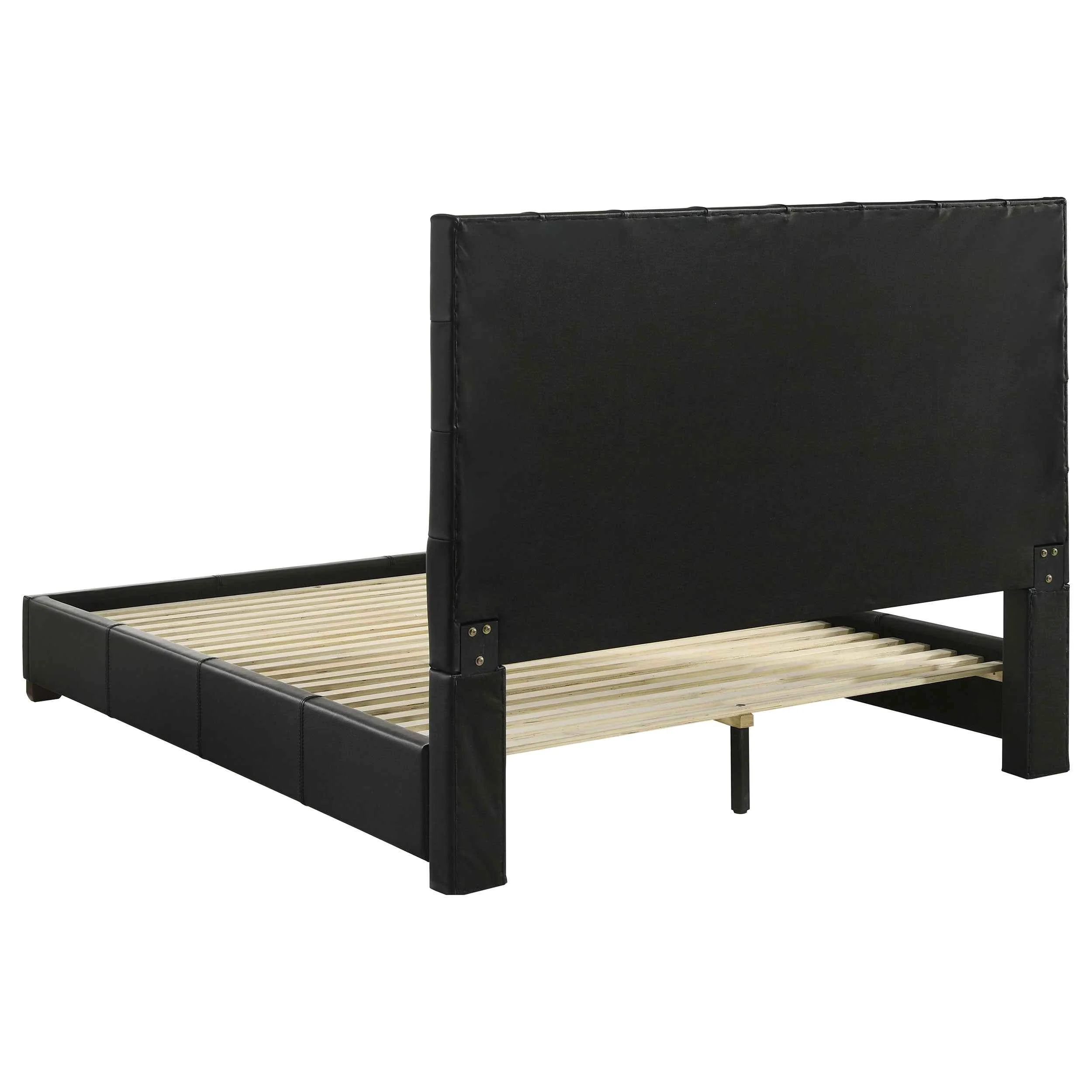 Medley Black Genuine Leather Queen Panel Platform Bed - Image 5