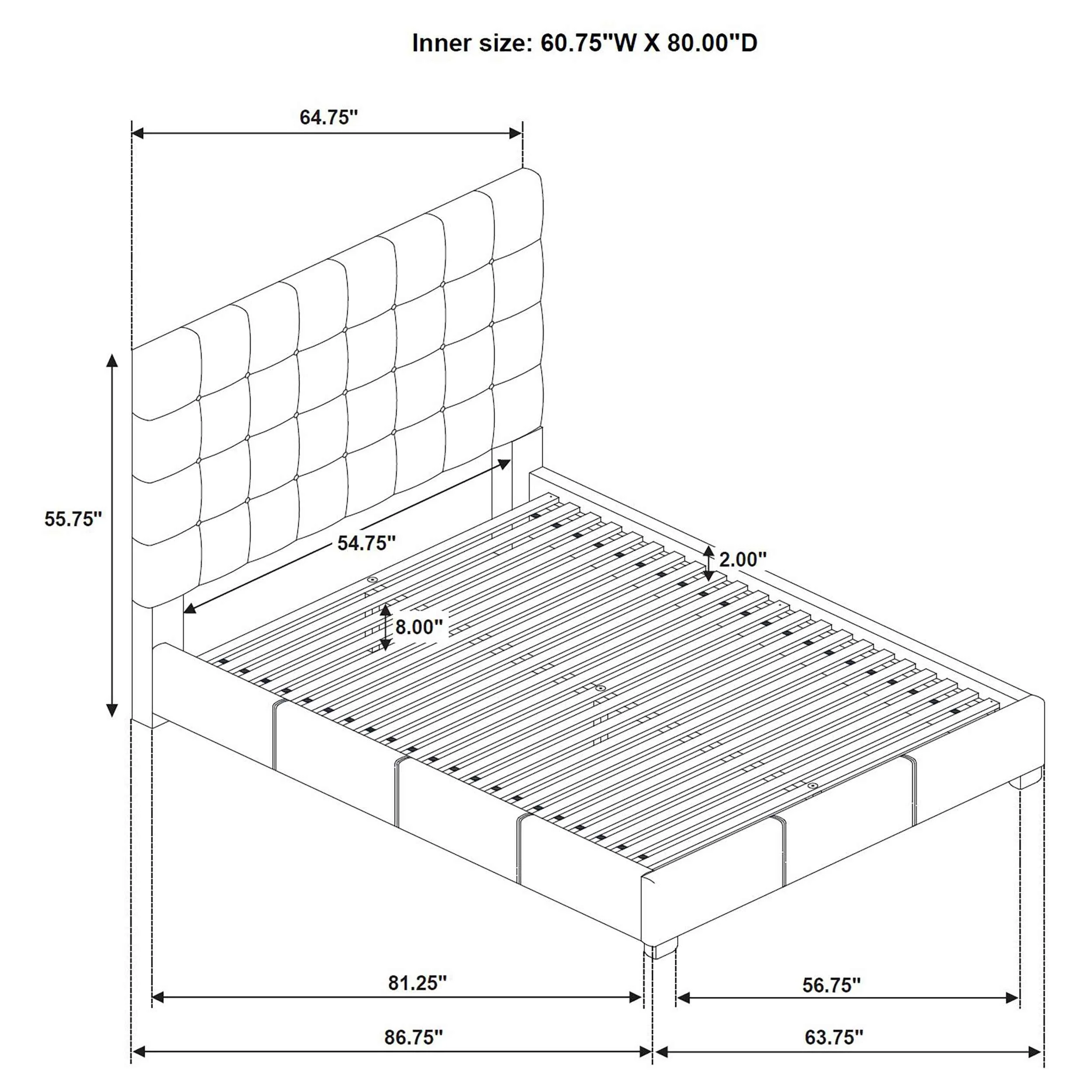 Medley Black Genuine Leather Queen Panel Platform Bed - Image 9